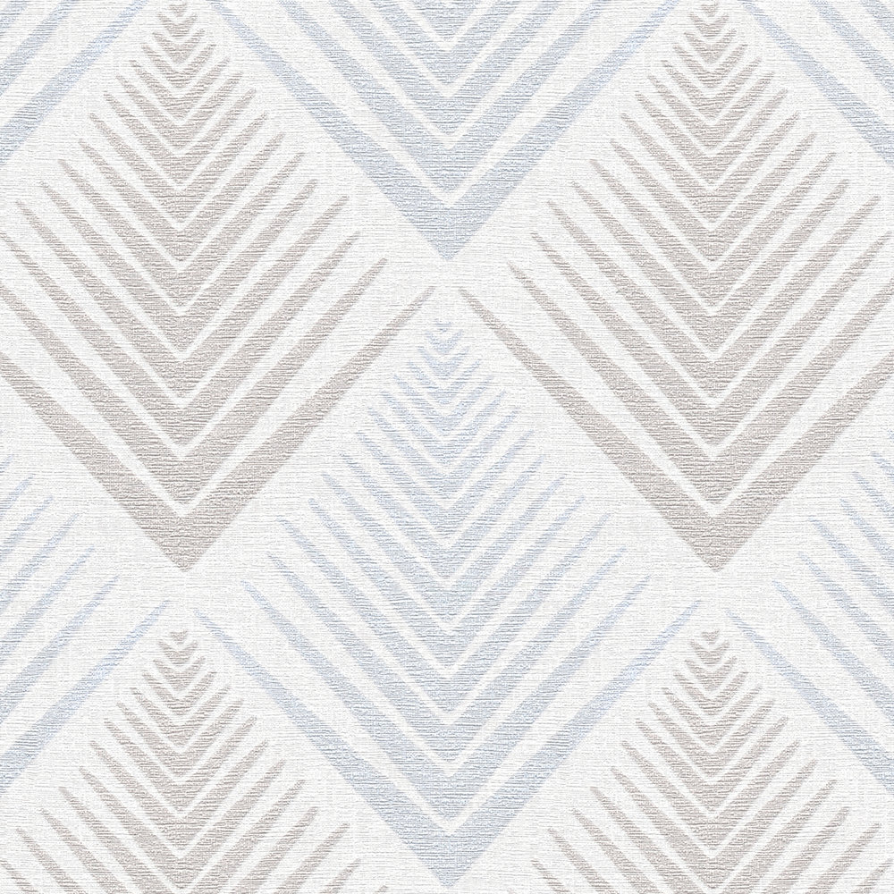             Papier peint rétro style scandinave - bleu, gris, crème
        