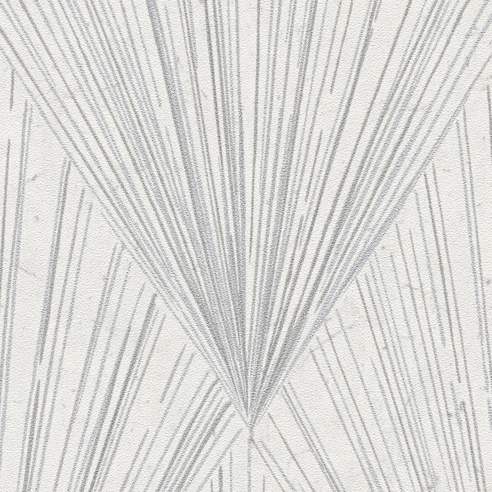             Carta da parati a motivi in stile Art Déco moderno - grigio, metallizzato, bianco
        