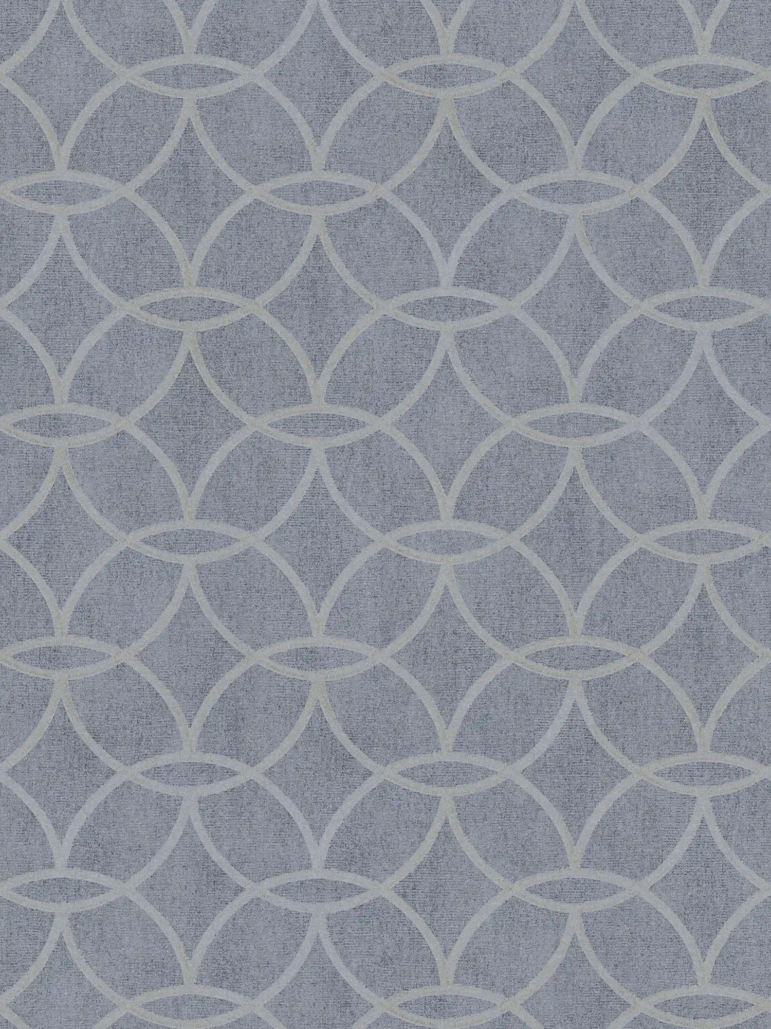 Gedessineerd vliesbehang met geometrisch design & glanseffect - blauw, grijs
