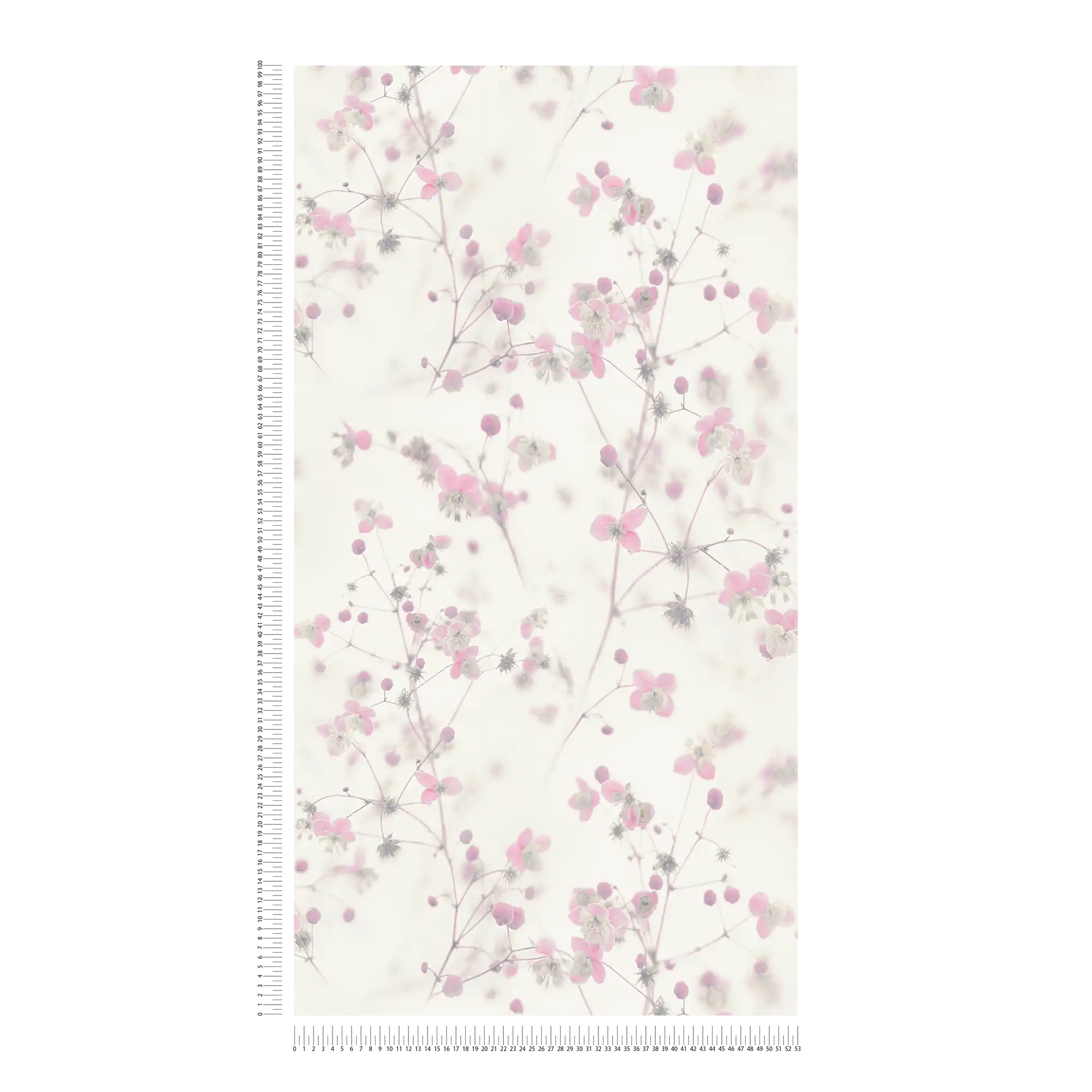             Modern country house wallpaper floral pattern - grey, pink
        