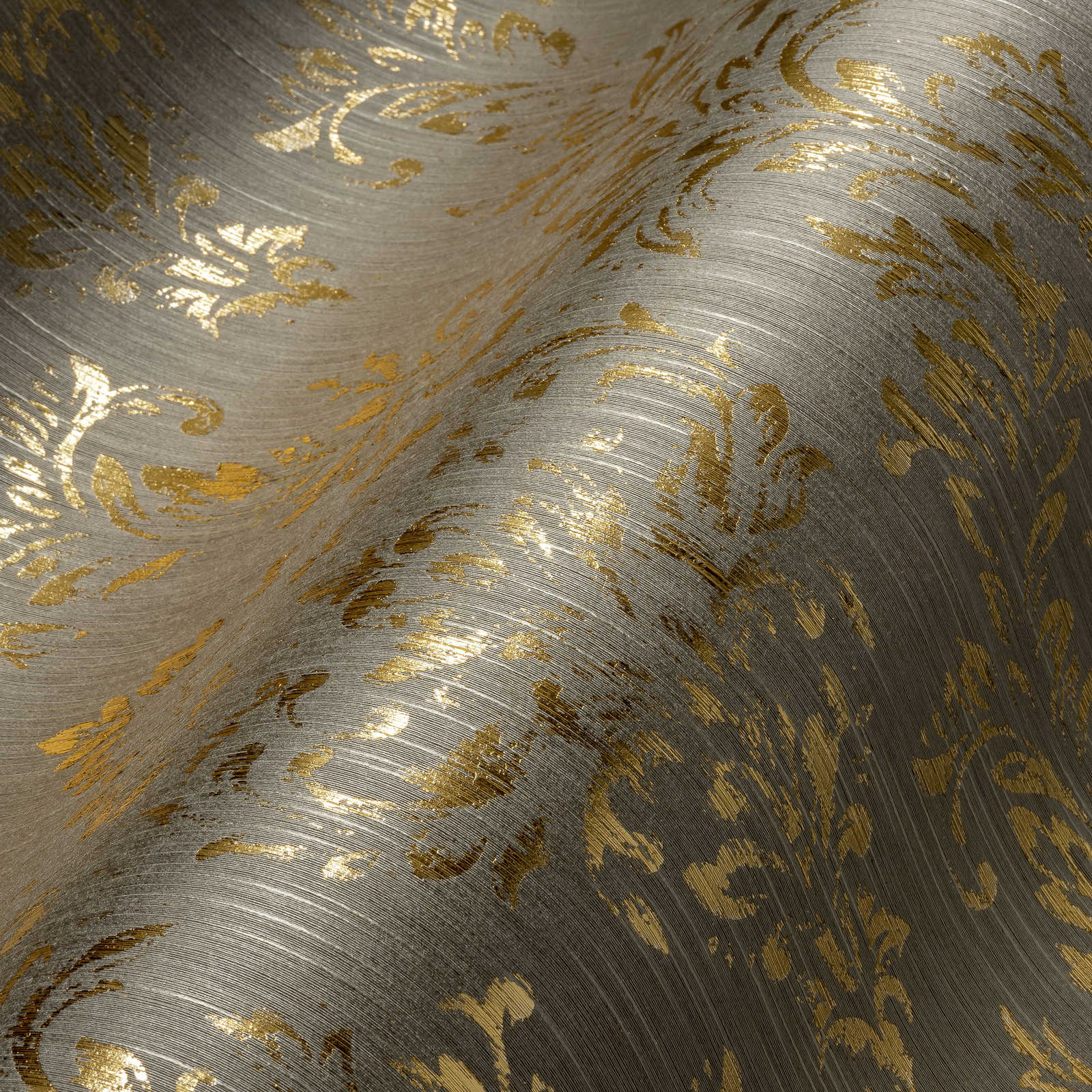             Ornamenteel behang met gouden glittereffect - goud, beige
        