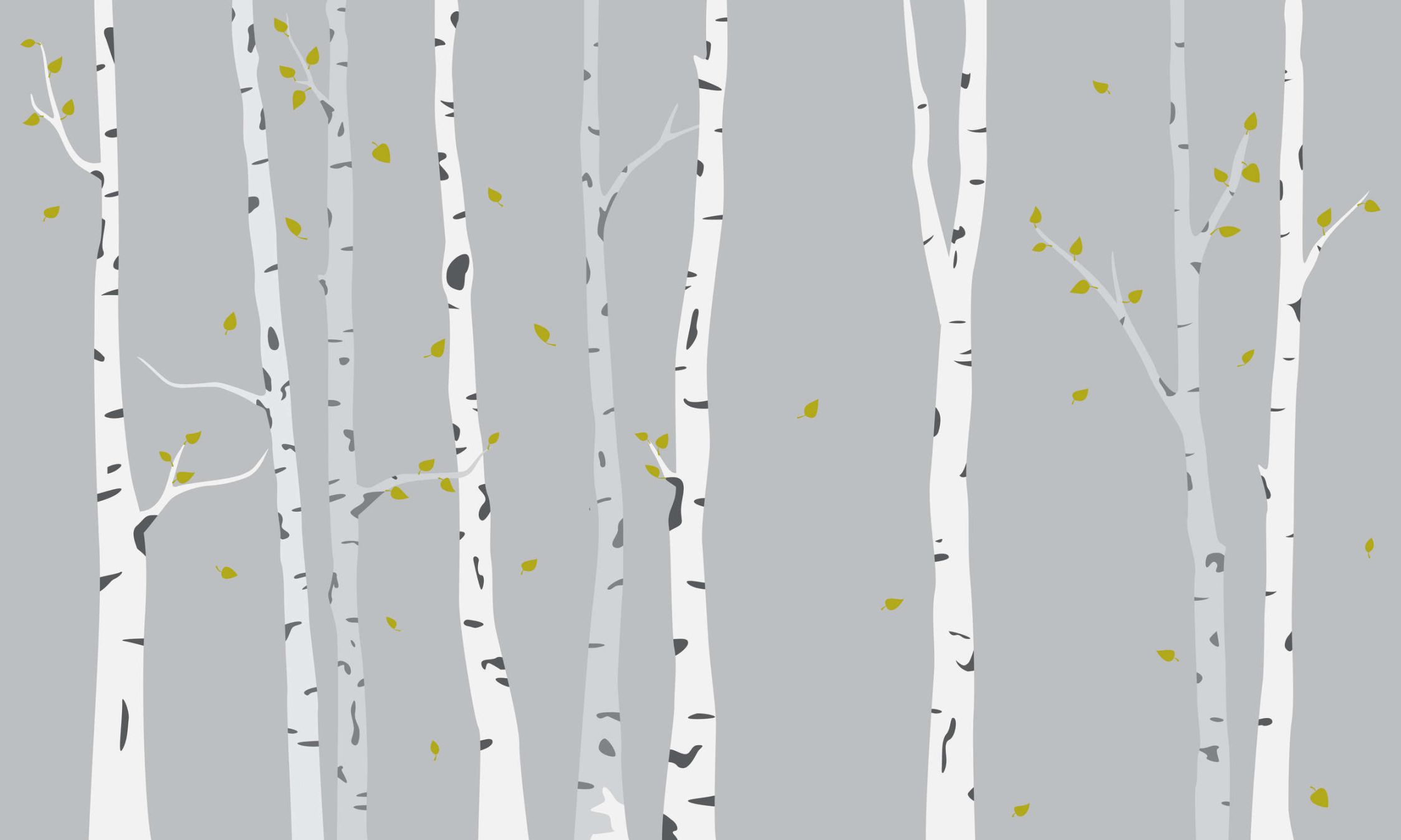             Photo wallpaper with painted birch forest for children's room - Smooth & slightly shiny non-woven
        