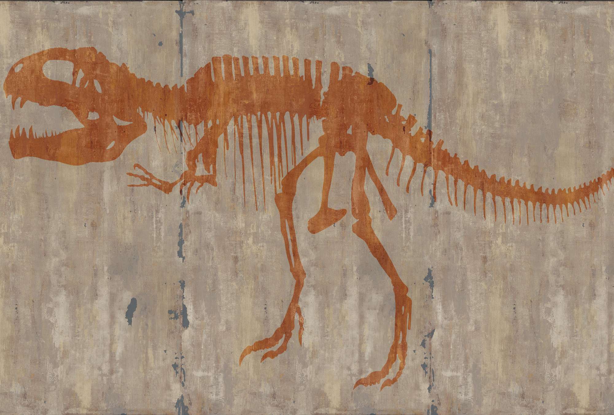             Cave painting of a T-Rex mural
        