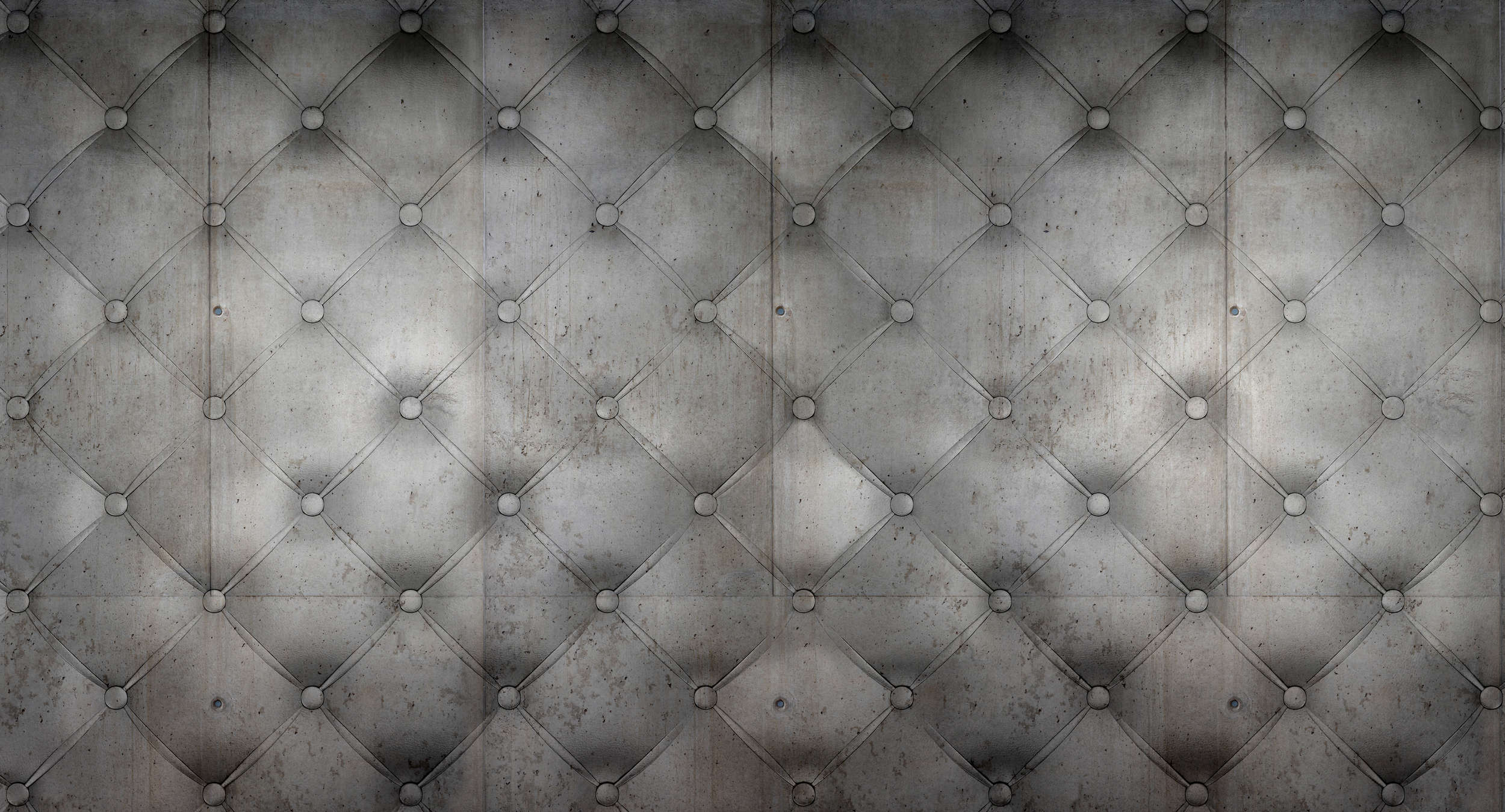             Papier peint panoramique imitation béton argenté, look usé & design rembourré - gris
        
