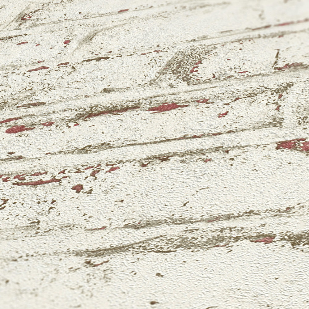             Papier peint brique motif rustique 3D - blanc, gris, rouge
        