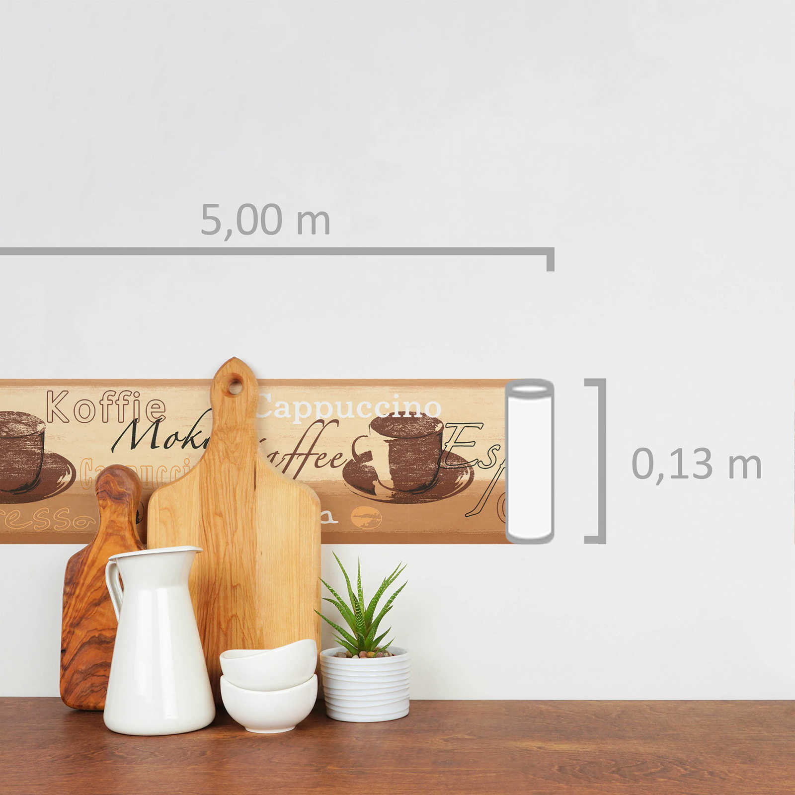             Wallpaper border with coffee motif for the kitchen - Colorful
        