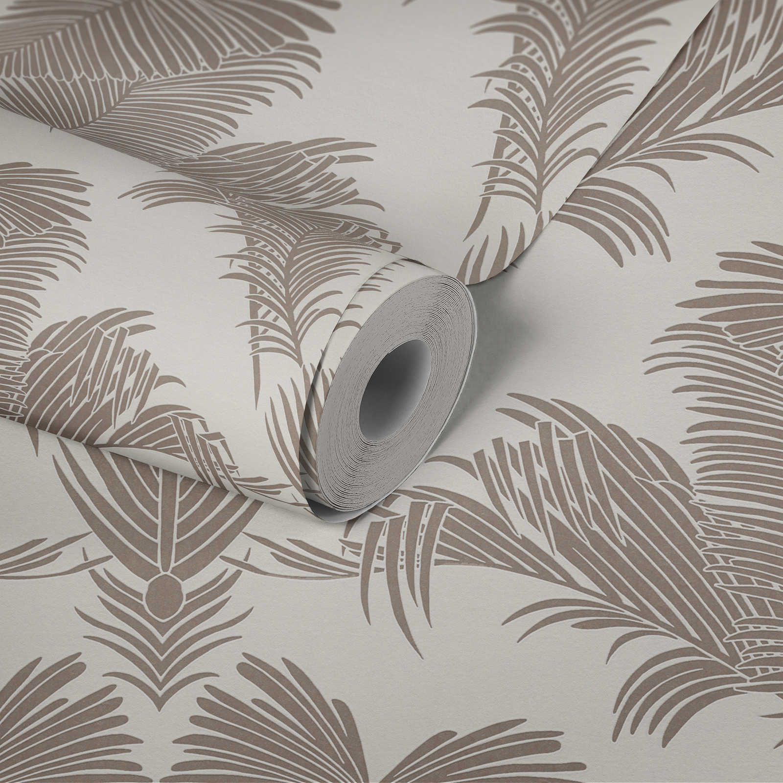             Non-woven wallpaper palm leaves in pink with metallic & matte effect
        