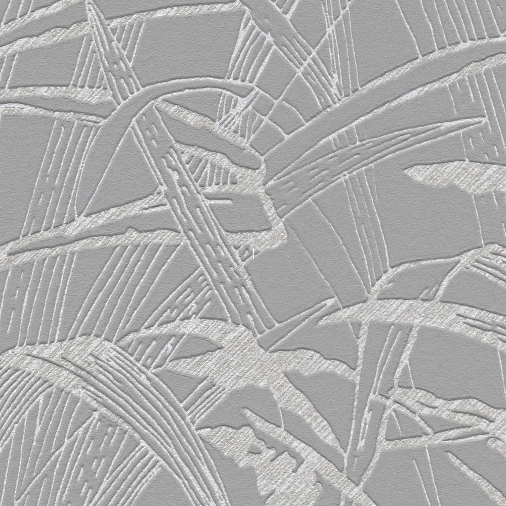             Papel pintado Naturaleza hojas de caña con color metálico - gris
        