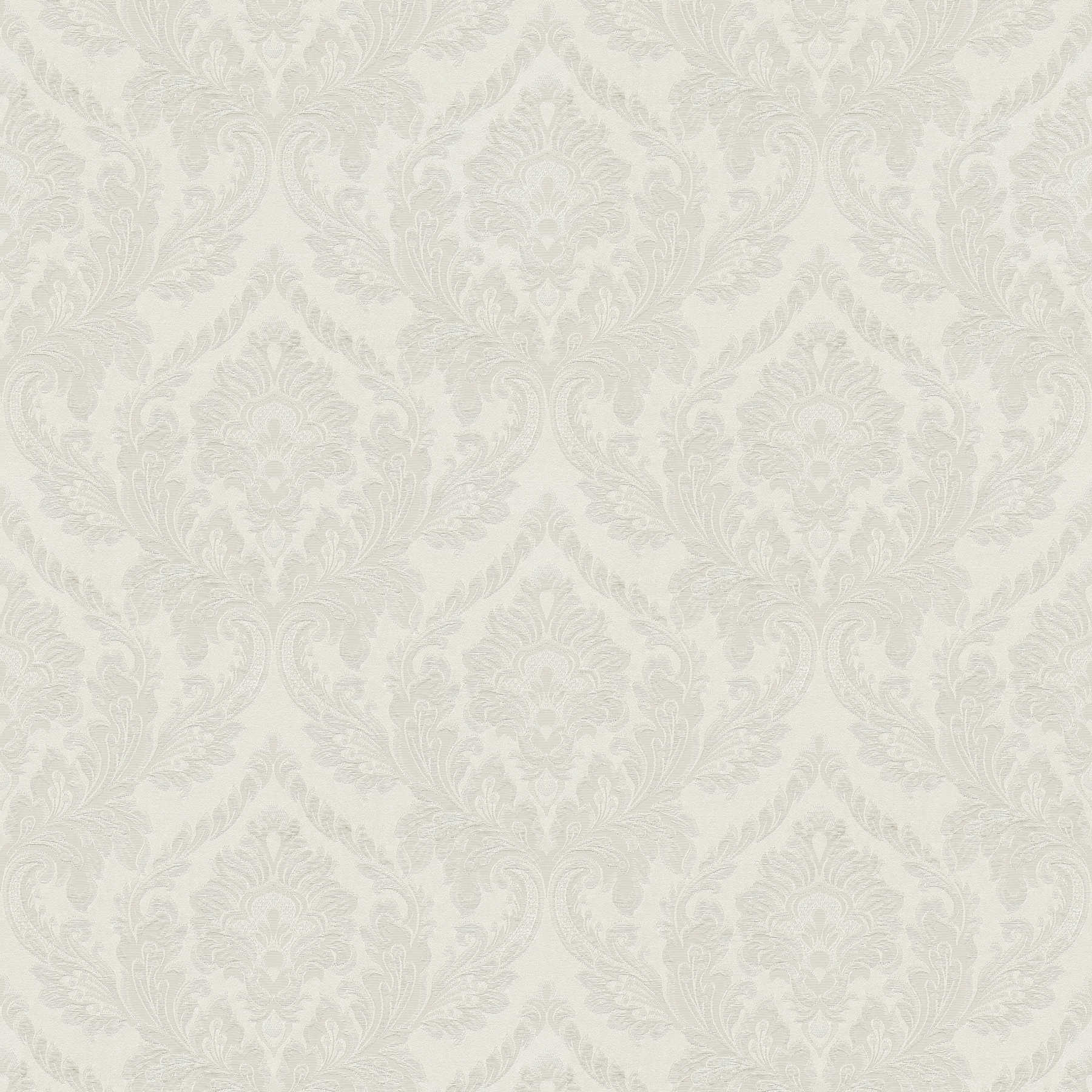 Metallic effect wallpaper with floral ornaments - beige, yellow

