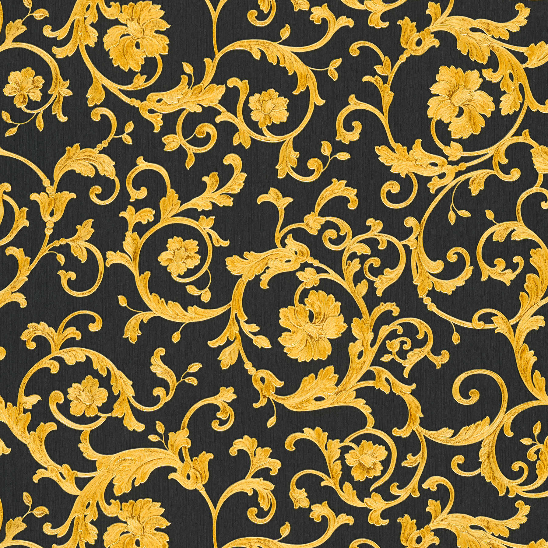 VERSACE wallpaper with golden ornaments - metallic, black
