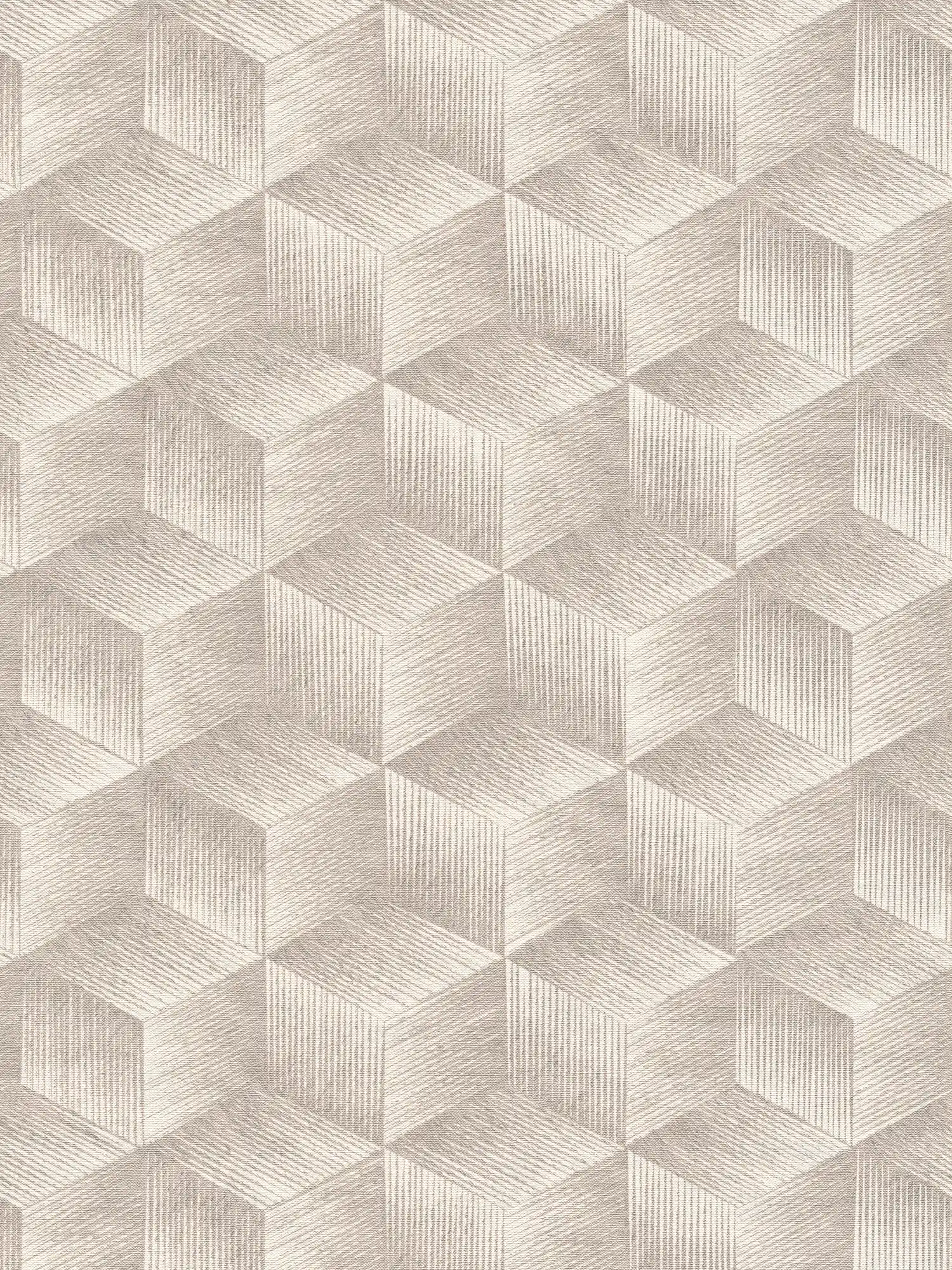 3D-optique papier peint intissé à motif carré sans PVC - gris, gris, blanc
