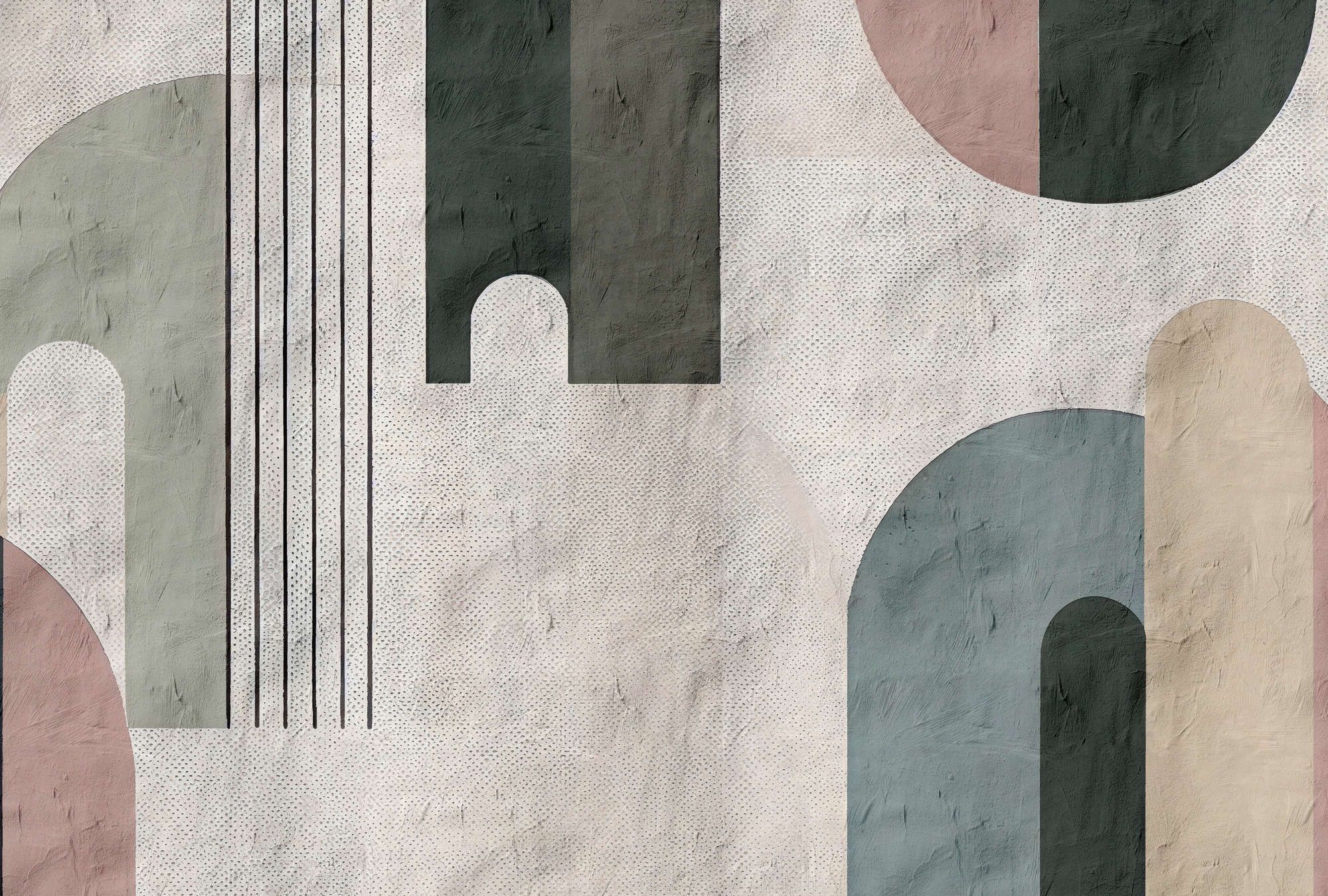             Photo wallpaper »torenta« - Graphic pattern with round arch, clay plaster texture - Lightly textured non-woven fabric
        