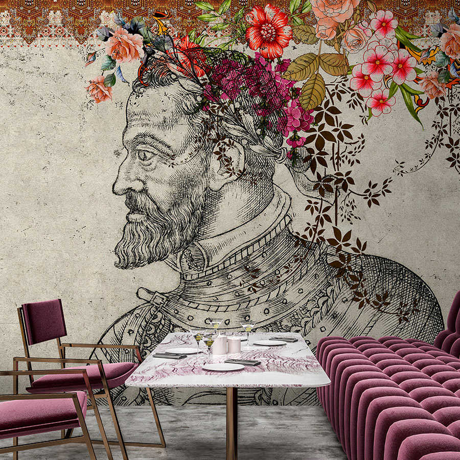         In the Gallery 2 - Photo wallpaper Historic Sketch & Flowers Design
    