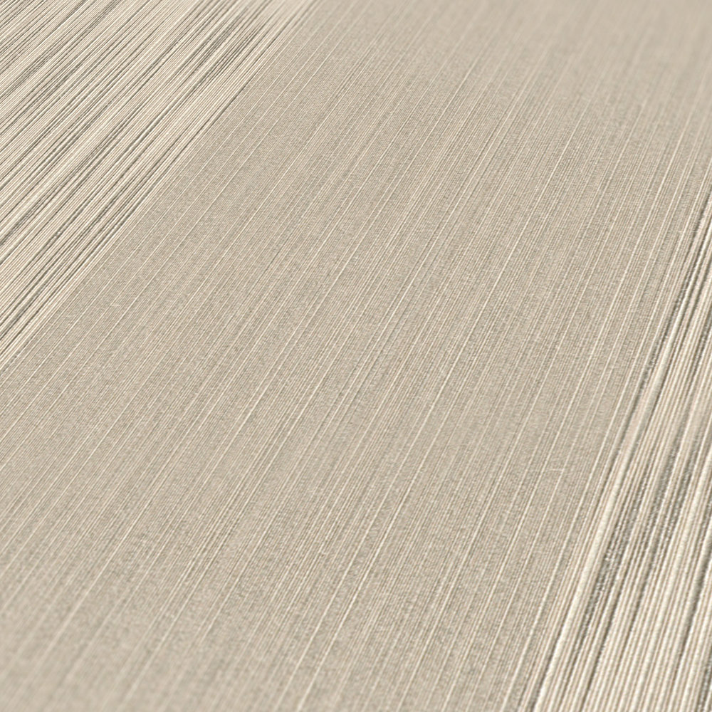             Non-woven wallpaper with textile texture & tone-on-tone stripe pattern - beige
        