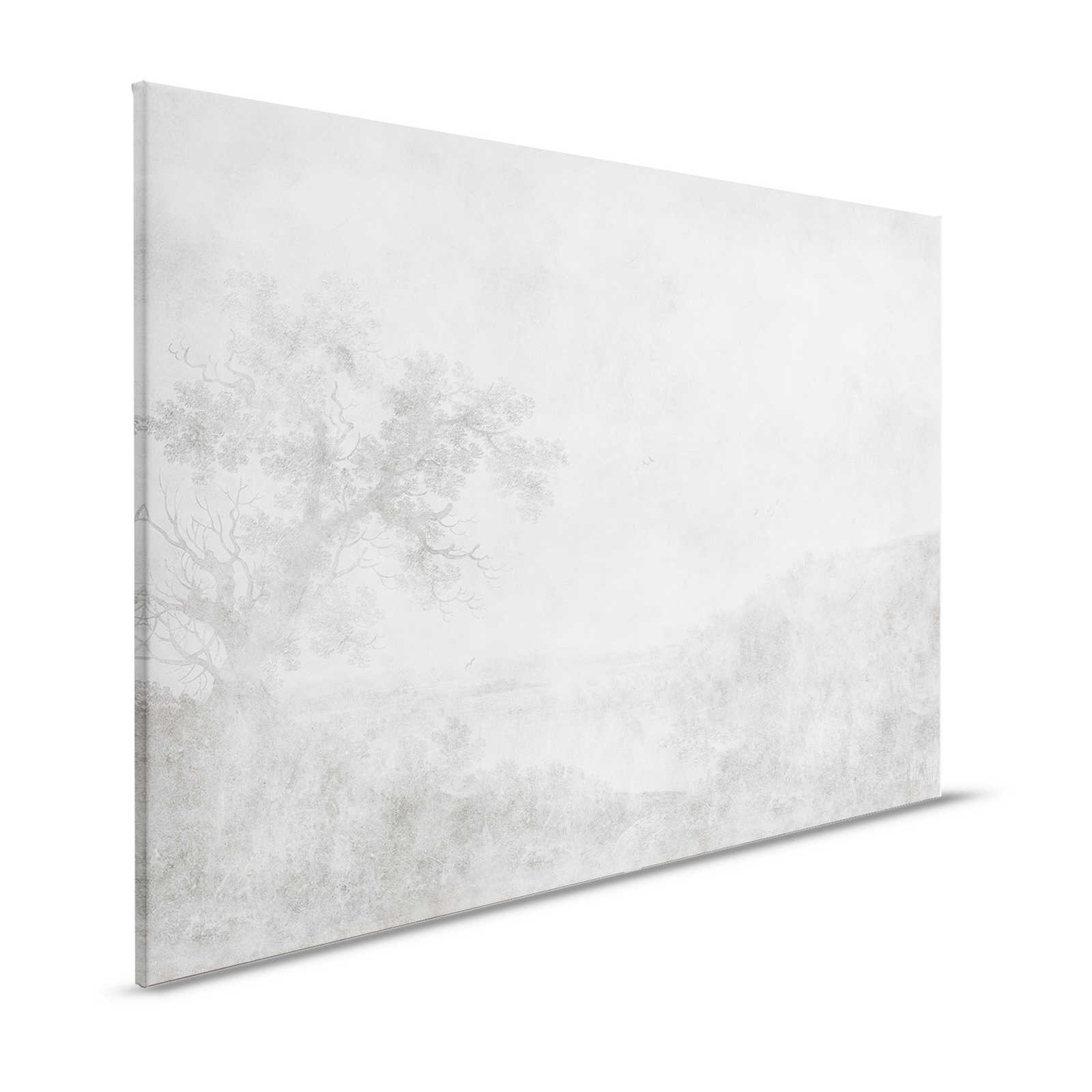 Fiume romantico 2 - Quadro su tela Pittura vintage in bianco e nero - 1,20 m x 0,80 m
