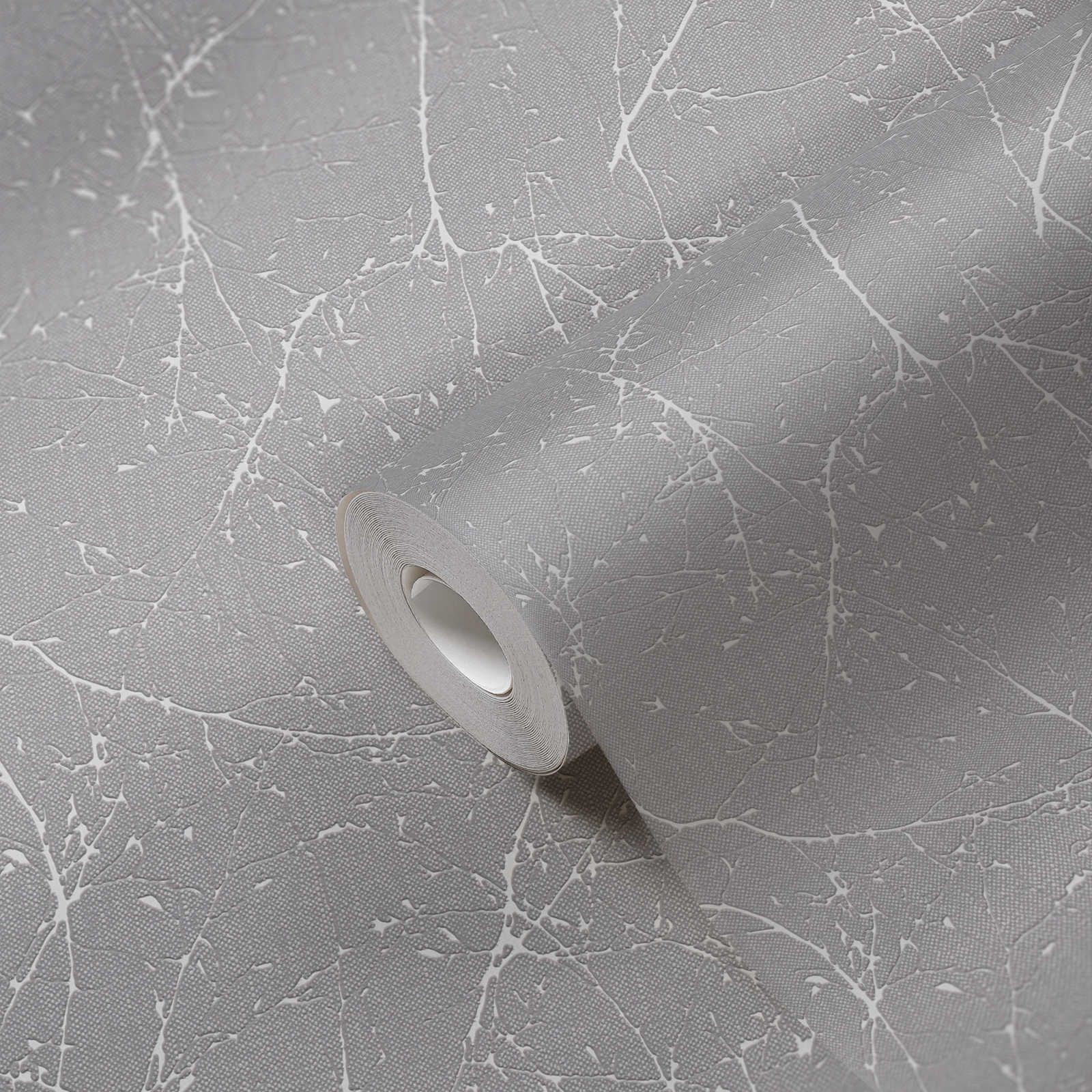             Papel pintado no tejido con motivos florales - gris, blanco
        