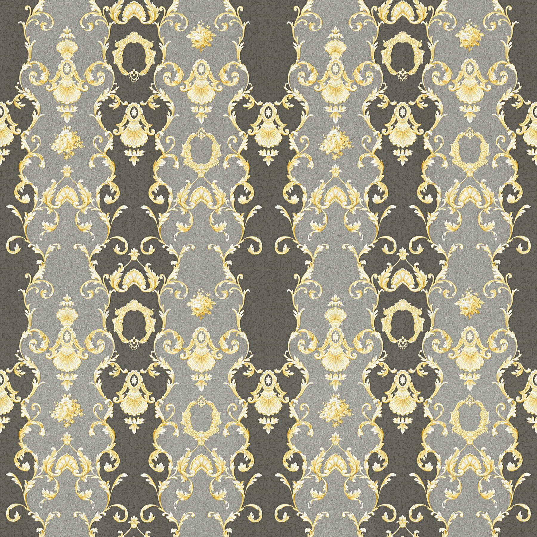 Ornament wallpaper black & gold with stripes design
