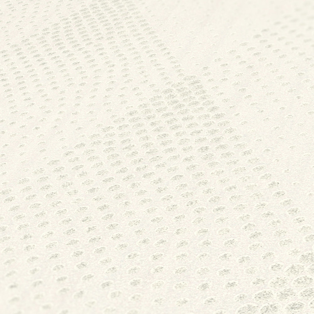             Papier peint à pois effet paillettes style rétro - blanc, argent, gris
        