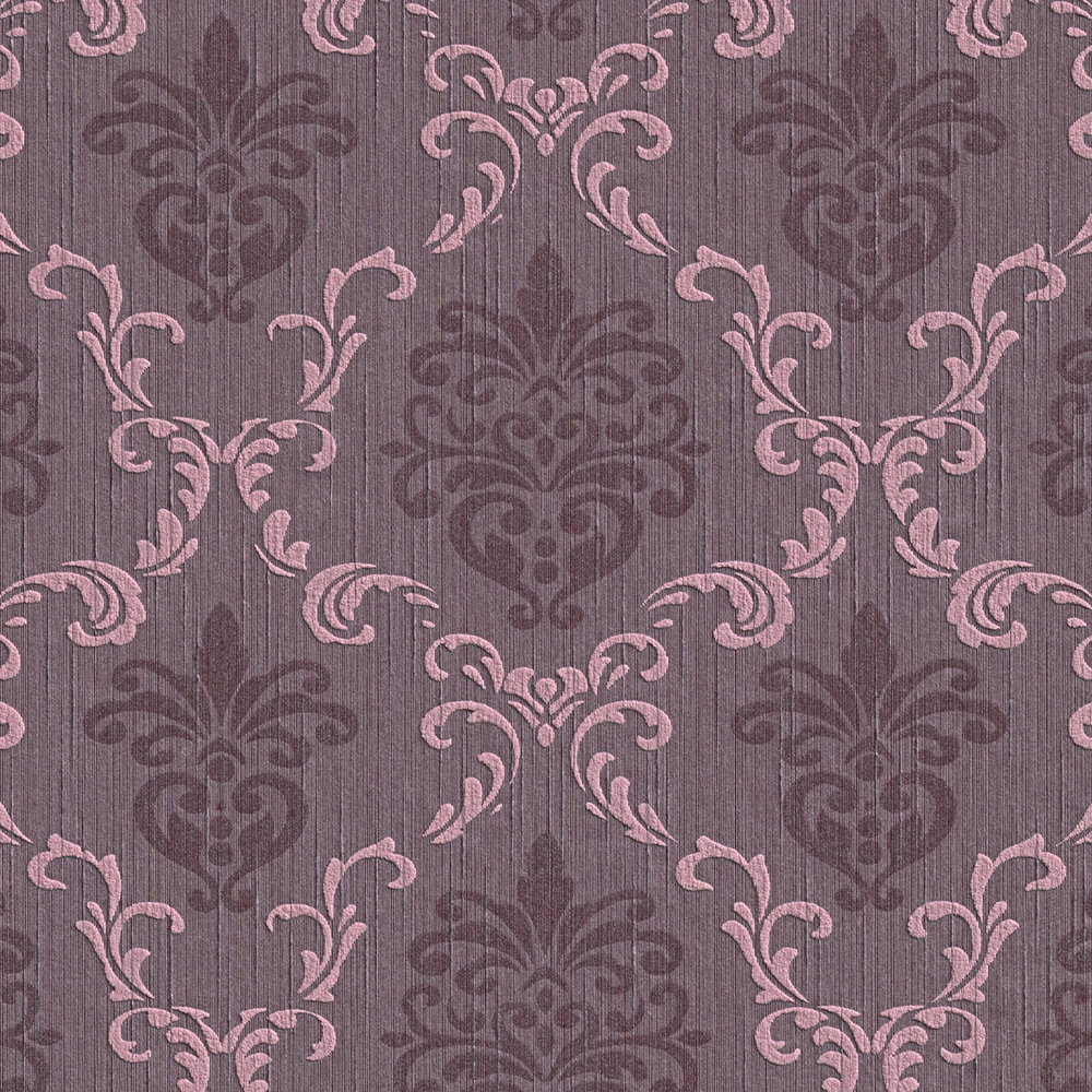             Barok behang met ornamenten & structuur patroon - violet
        