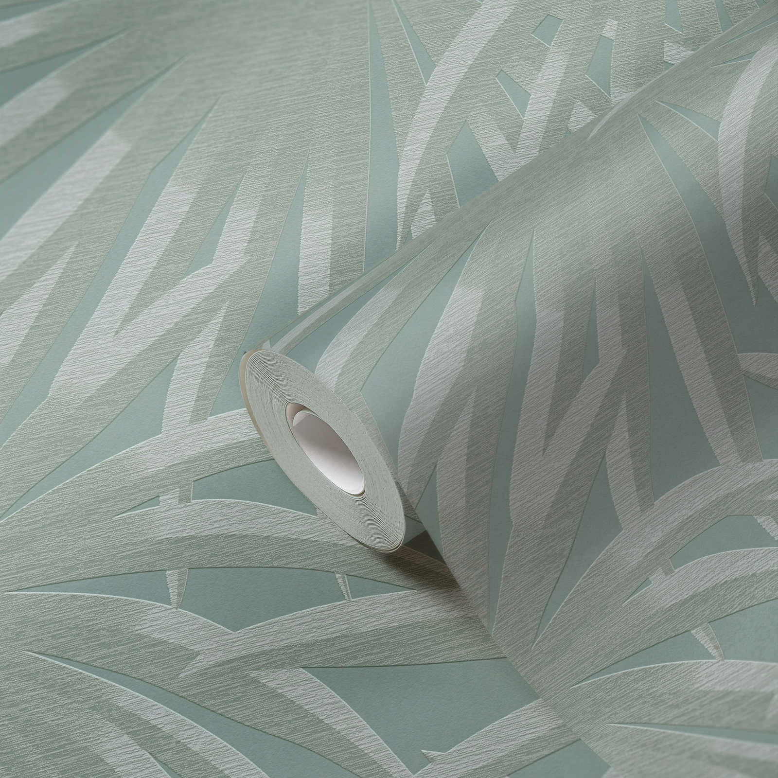             papier peint intissé à motifs feuilles de jungle - menthe
        