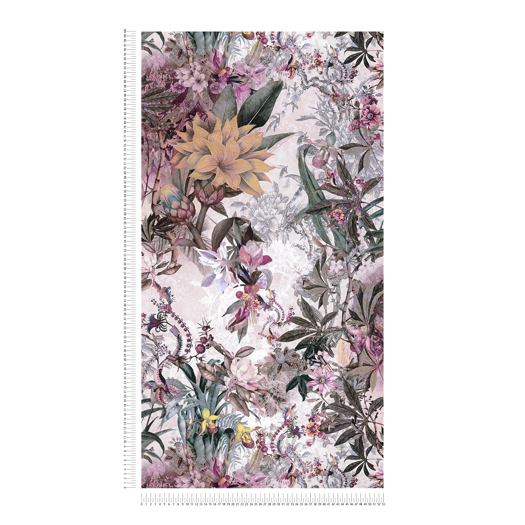             papel pintado con motivos florales - multicolor
        