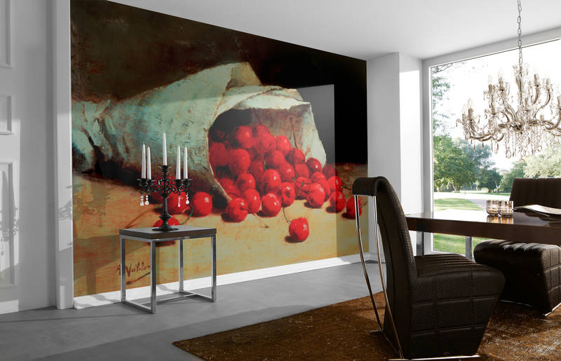             Il murale "Un sacchetto di ciliegie rovesciato" di Antoine Vollon
        
