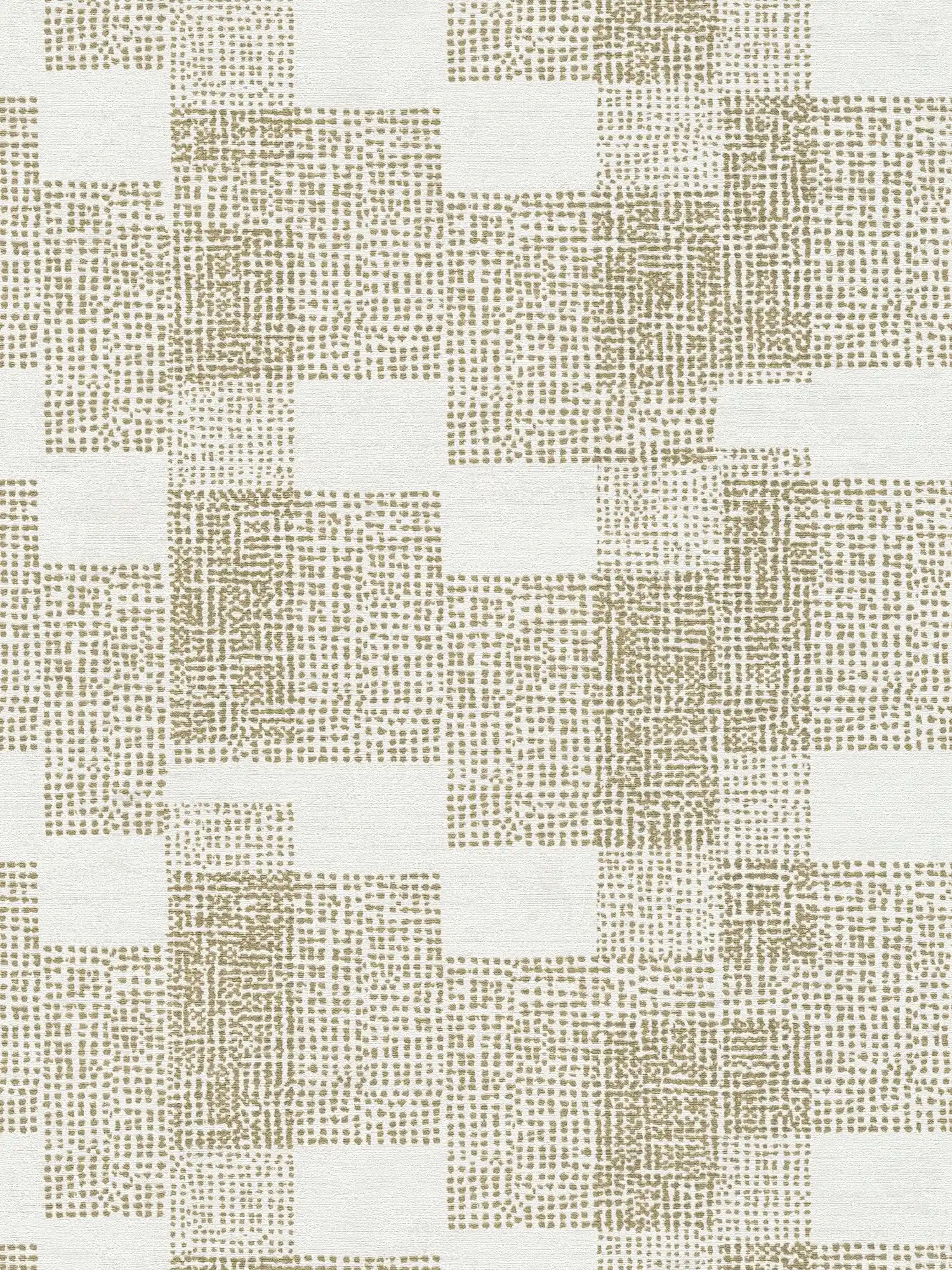 Non-woven wallpaper geometric ethnic design - cream, metallic
