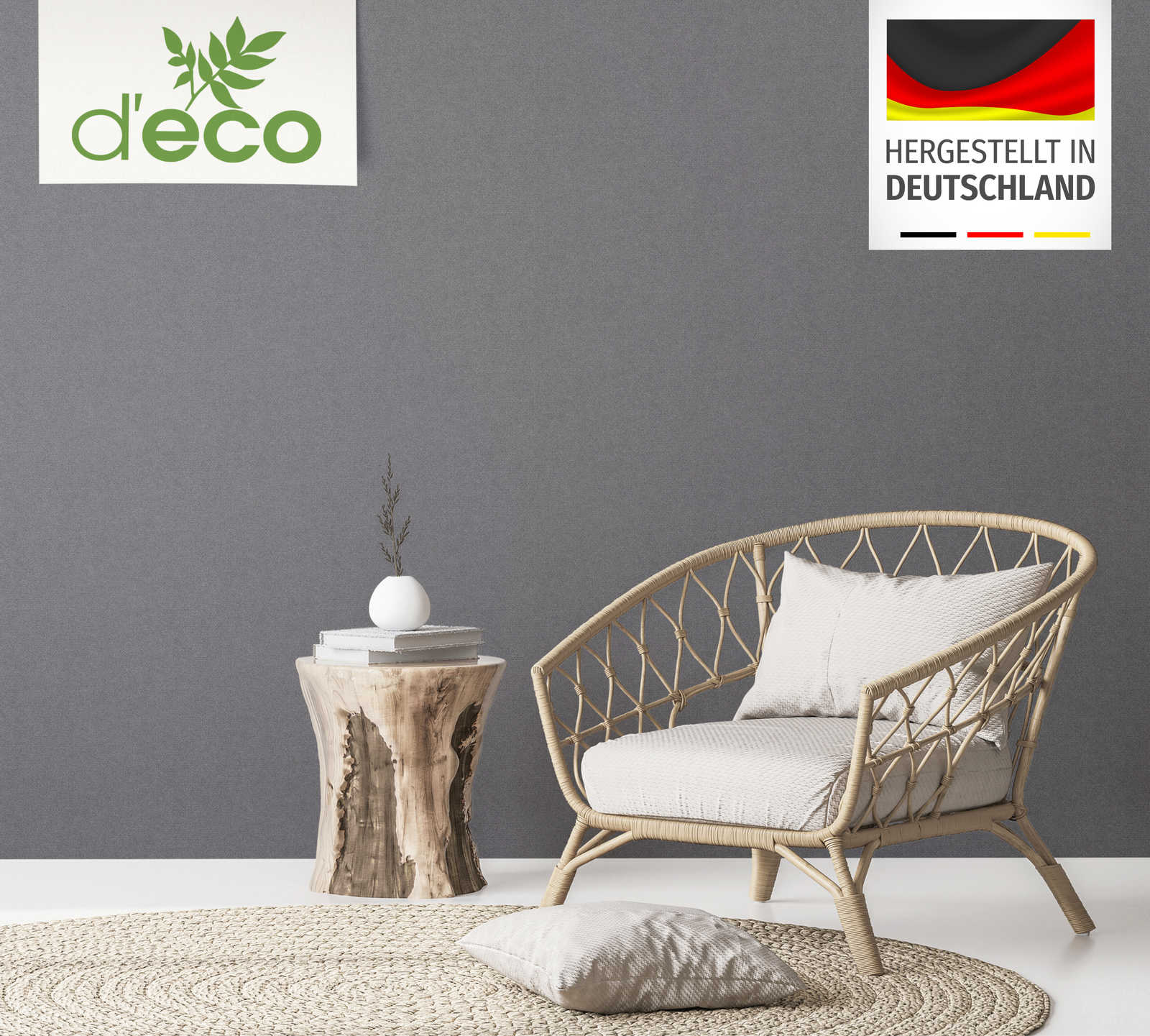             Non-woven wallpaper PVC-free with gloss pattern - black, silver
        