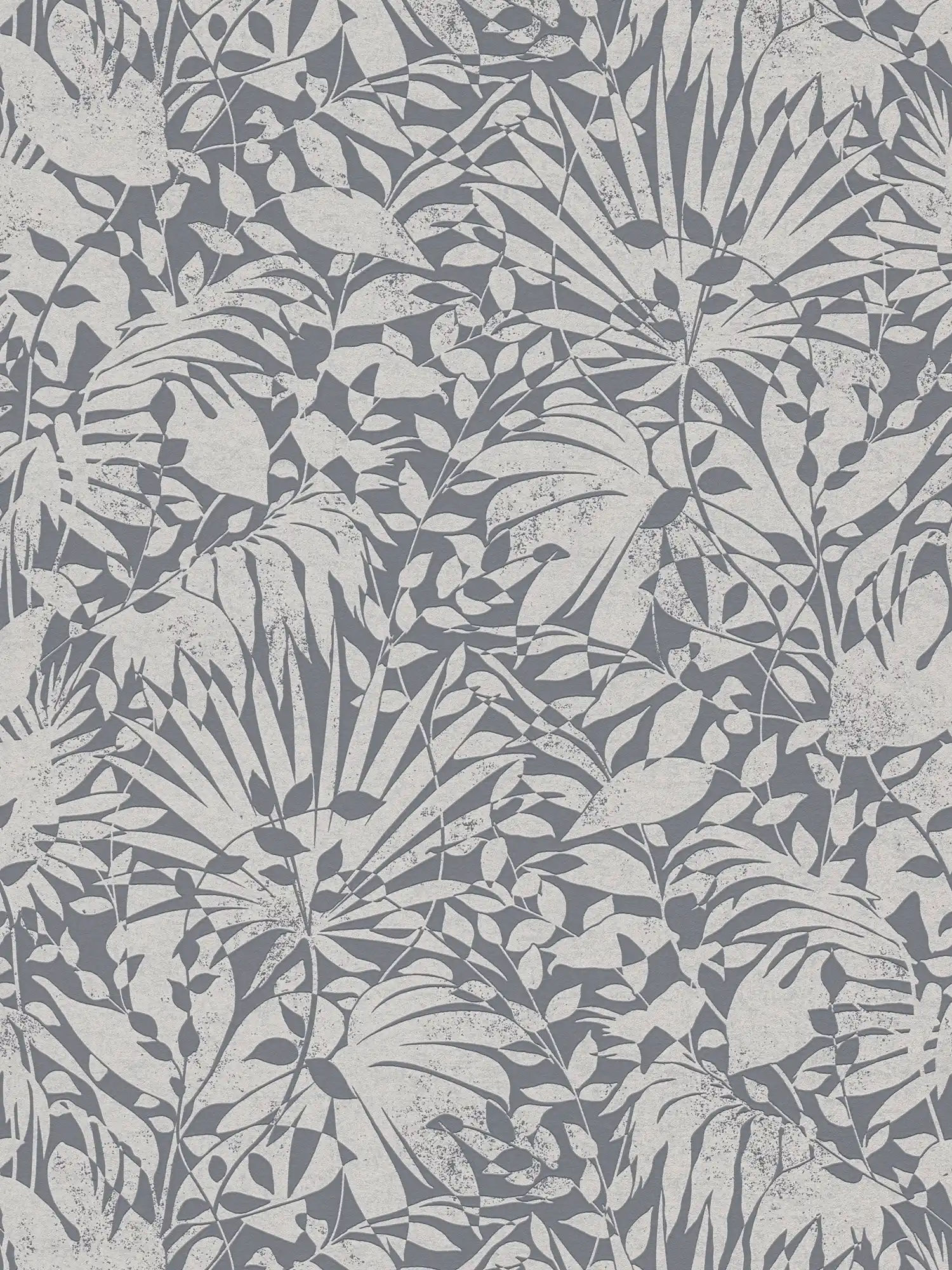 Silver wallpaper with leaves design and texture effect
