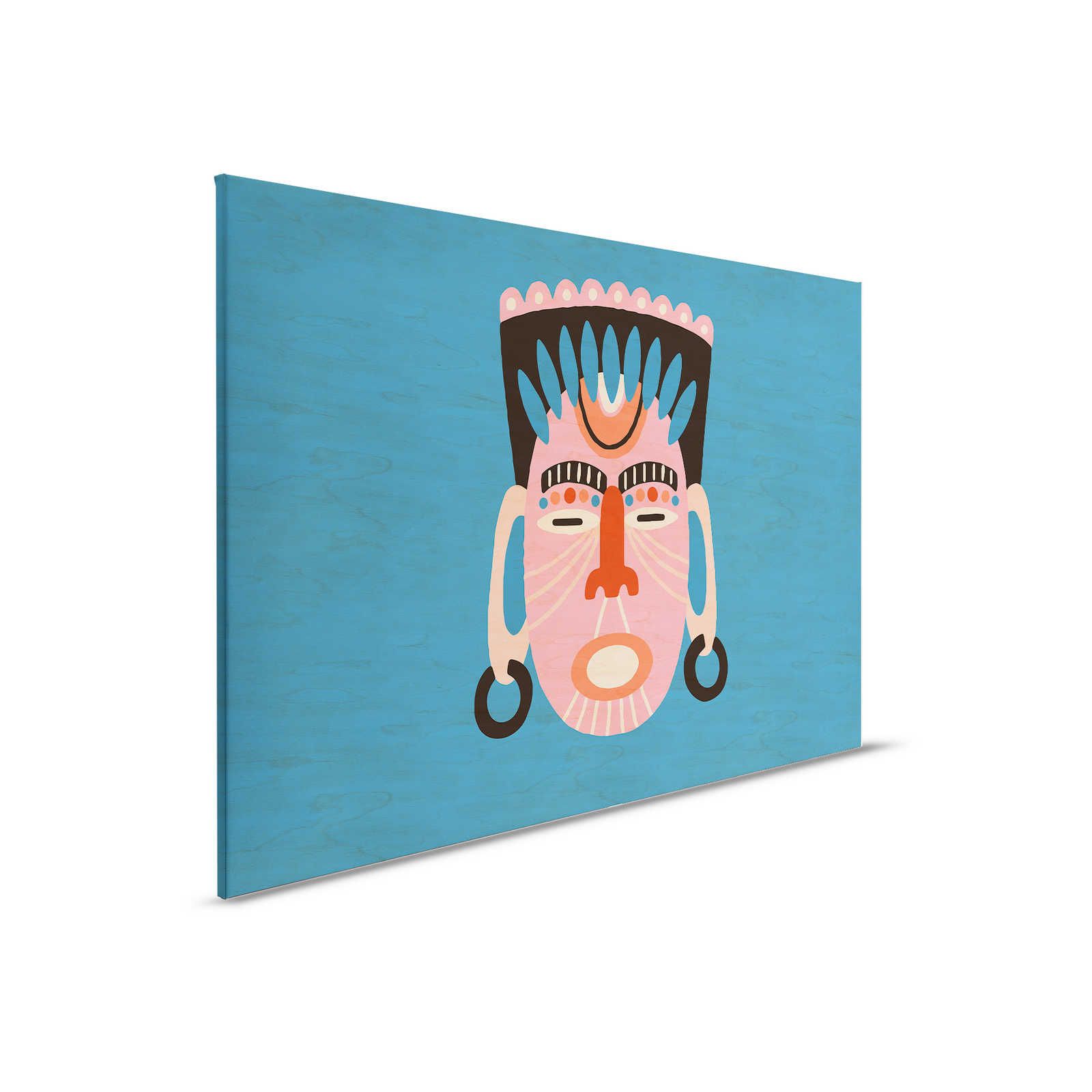         Overseas 3 - Blue canvas painting Ethno Design with mask - 0,90 m x 0,60 m
    