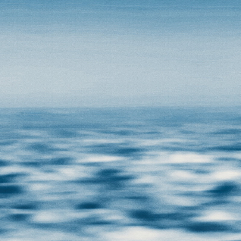 Mural abstracto con vista al mar, olas y cielo - azul, blanco
