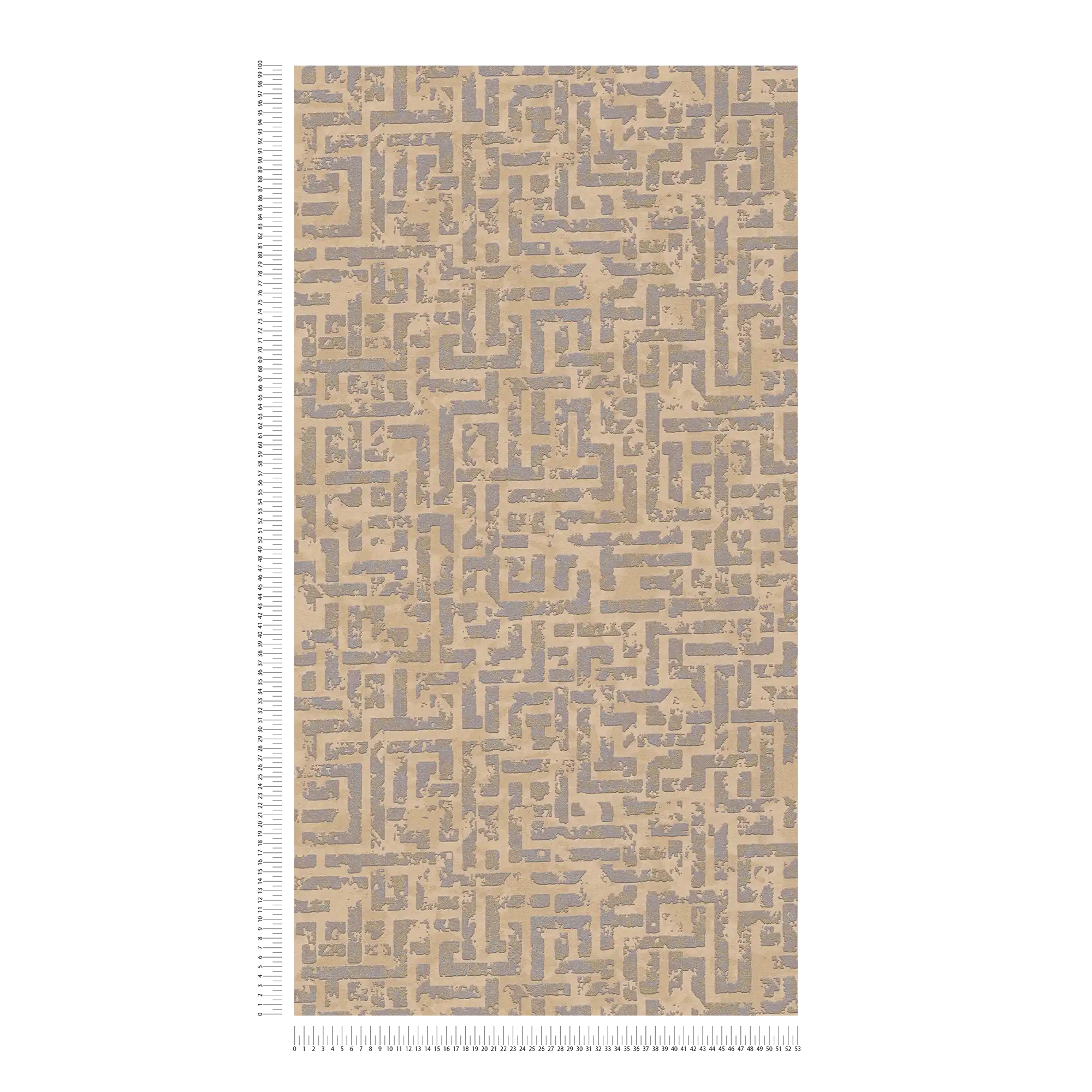             behang grafisch patroon met reliëf - beige, metallic
        