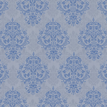         Baroque blue & grey mural with ornament design
    