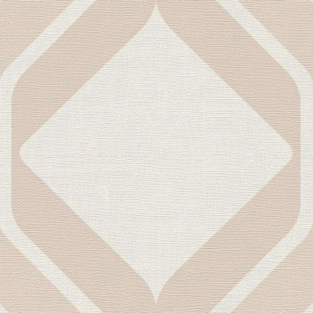             Papel pintado retro con motivo de rombos en colores suaves - beige, crema, blanco
        