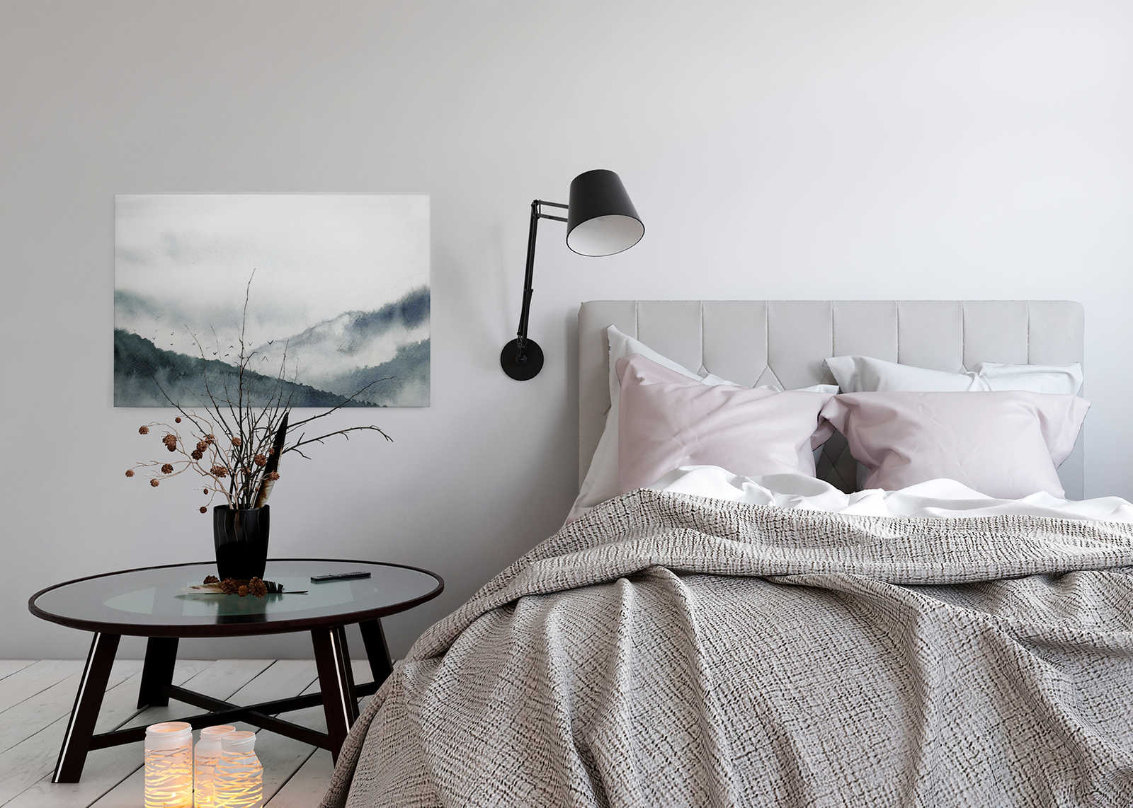             Toile avec paysage brumeux style peinture | gris, noir - 0,90 m x 0,60 m
        