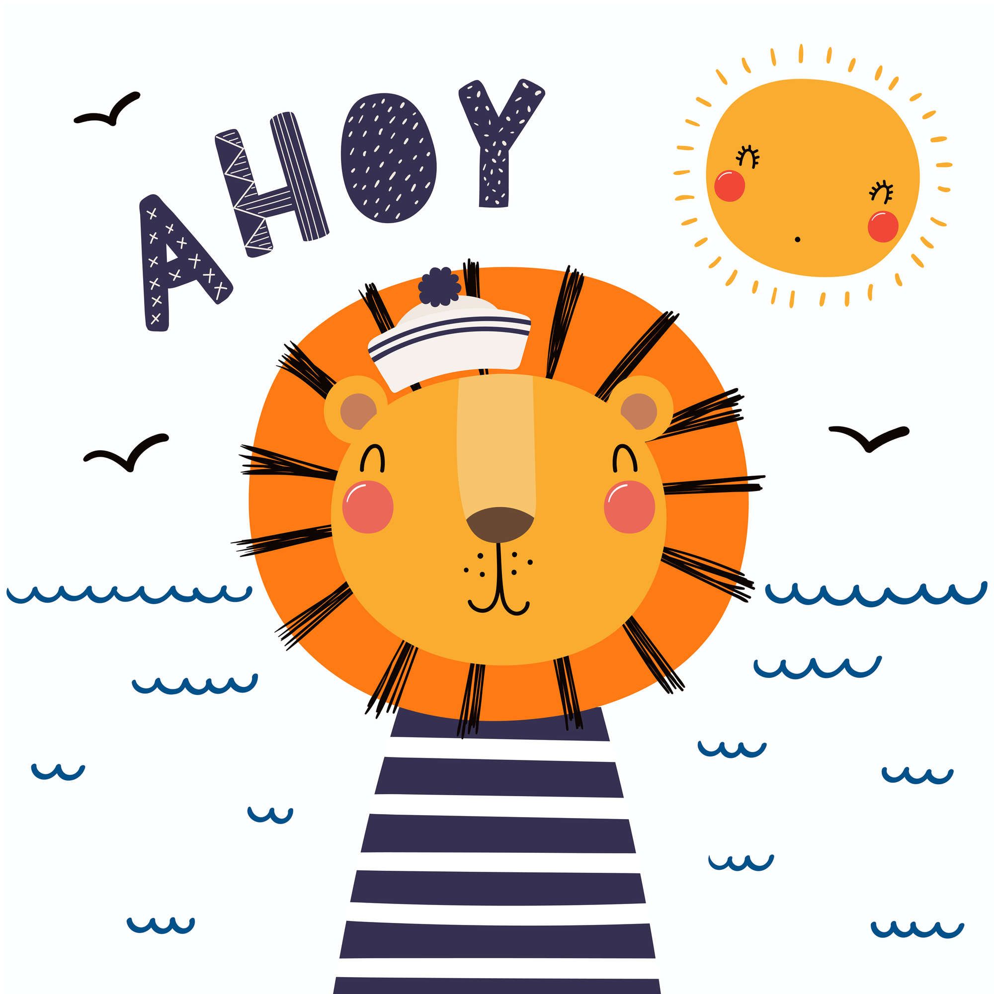             Photo wallpaper for children's room with lion pirate - Smooth & slightly shiny non-woven
        
