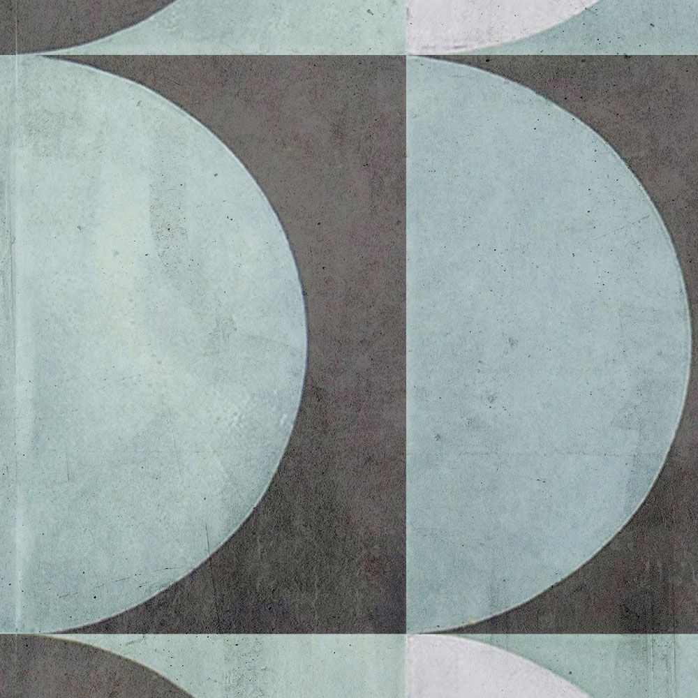             Photo wallpaper »julek 2« - retro pattern in concrete look - mint green, grey | Smooth, slightly pearly shimmering non-woven fabric
        
