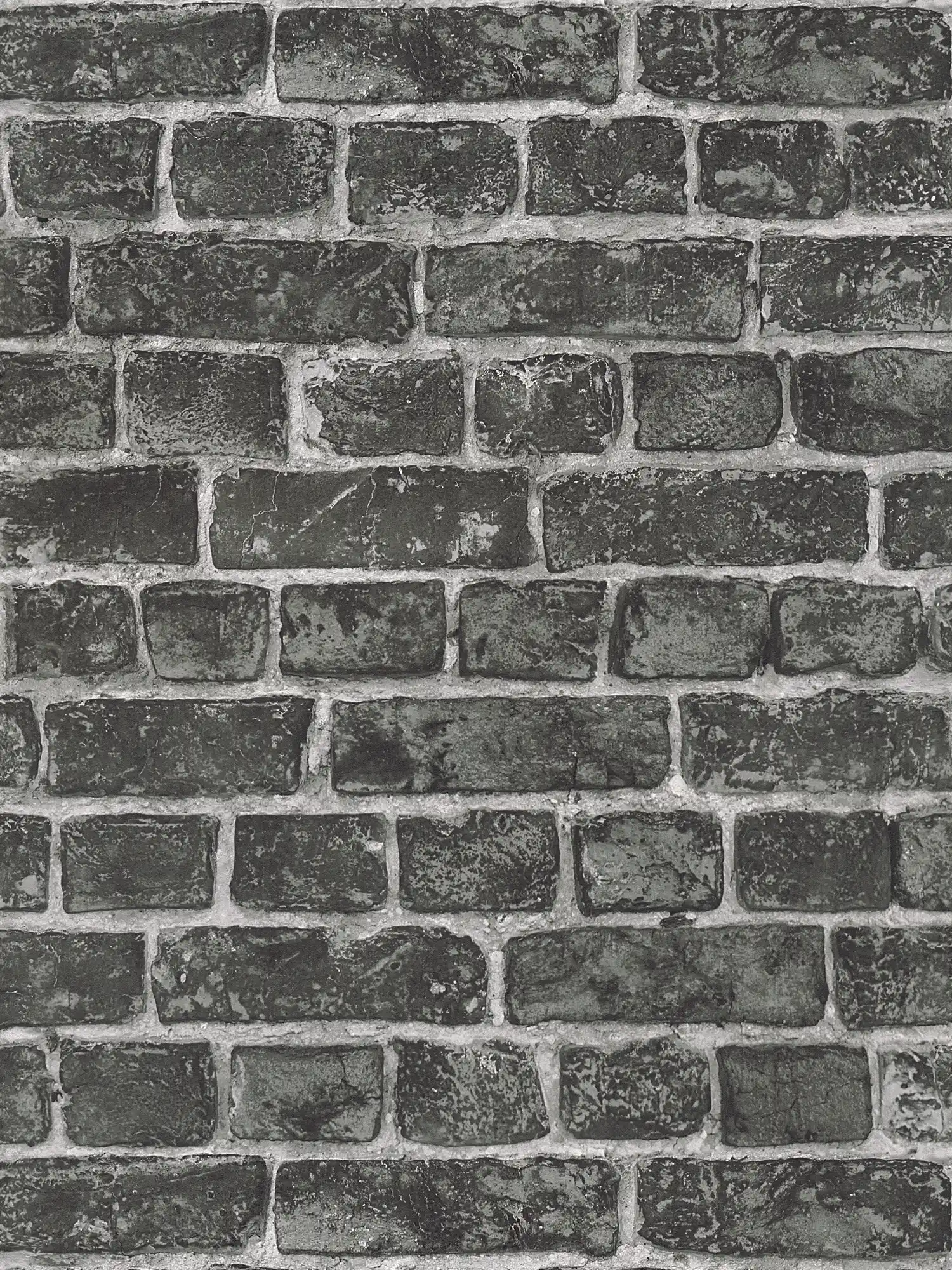Papier peint mur en pierres naturelles avec briques gris foncé et joints clairs - noir, gris
