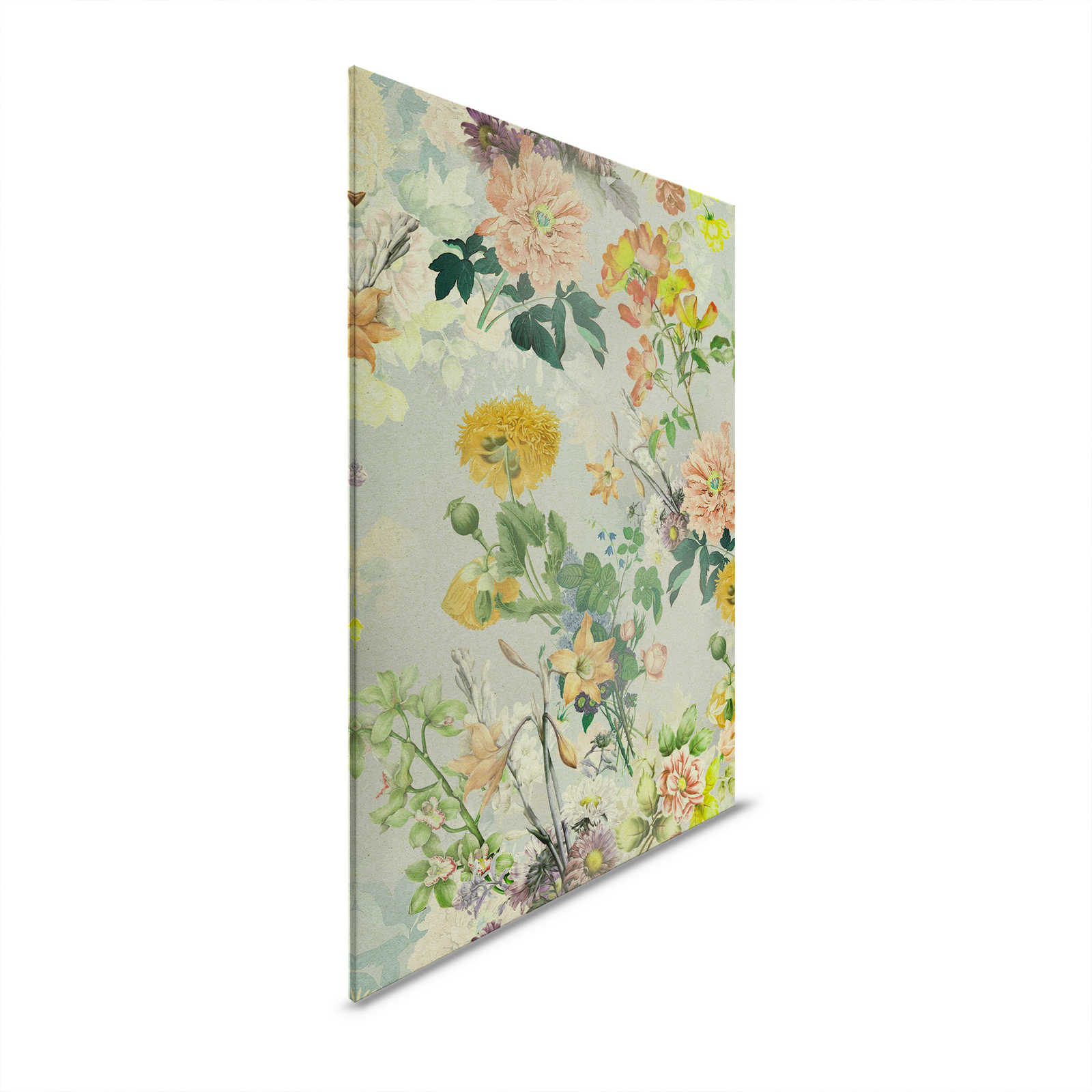 Amelies Home 2 - Bloemrijk Canvas schilderij kleurrijke bloesems in landelijke stijl - 1,20 m x 0,80 m

