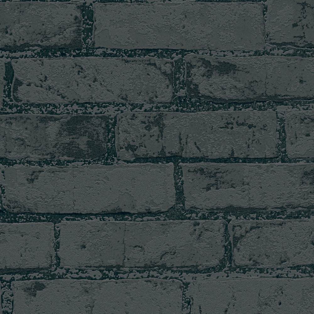             3D stone look wallpaper black brick wall
        