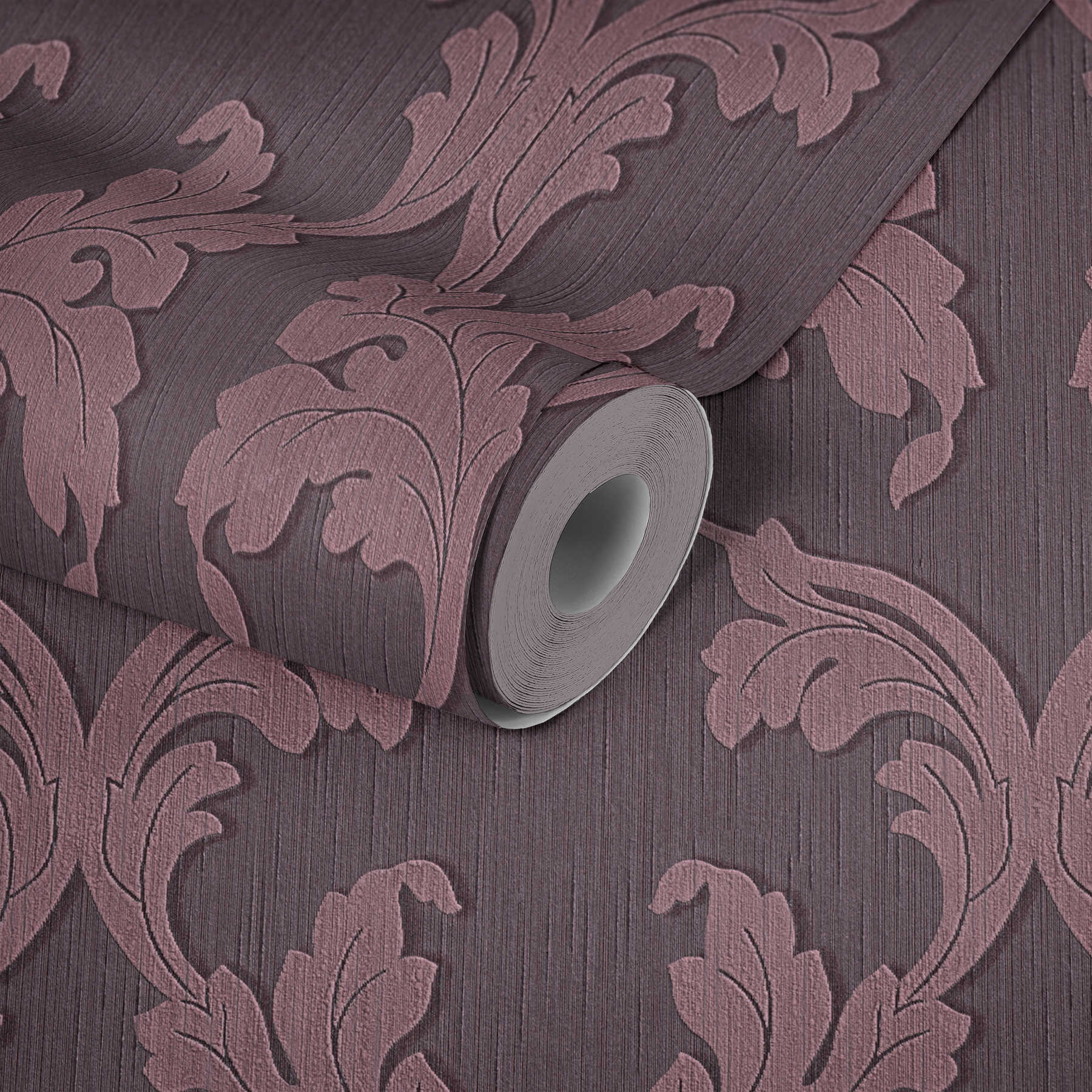             papier peint en papier textile avec rinceaux baroques - lilas
        