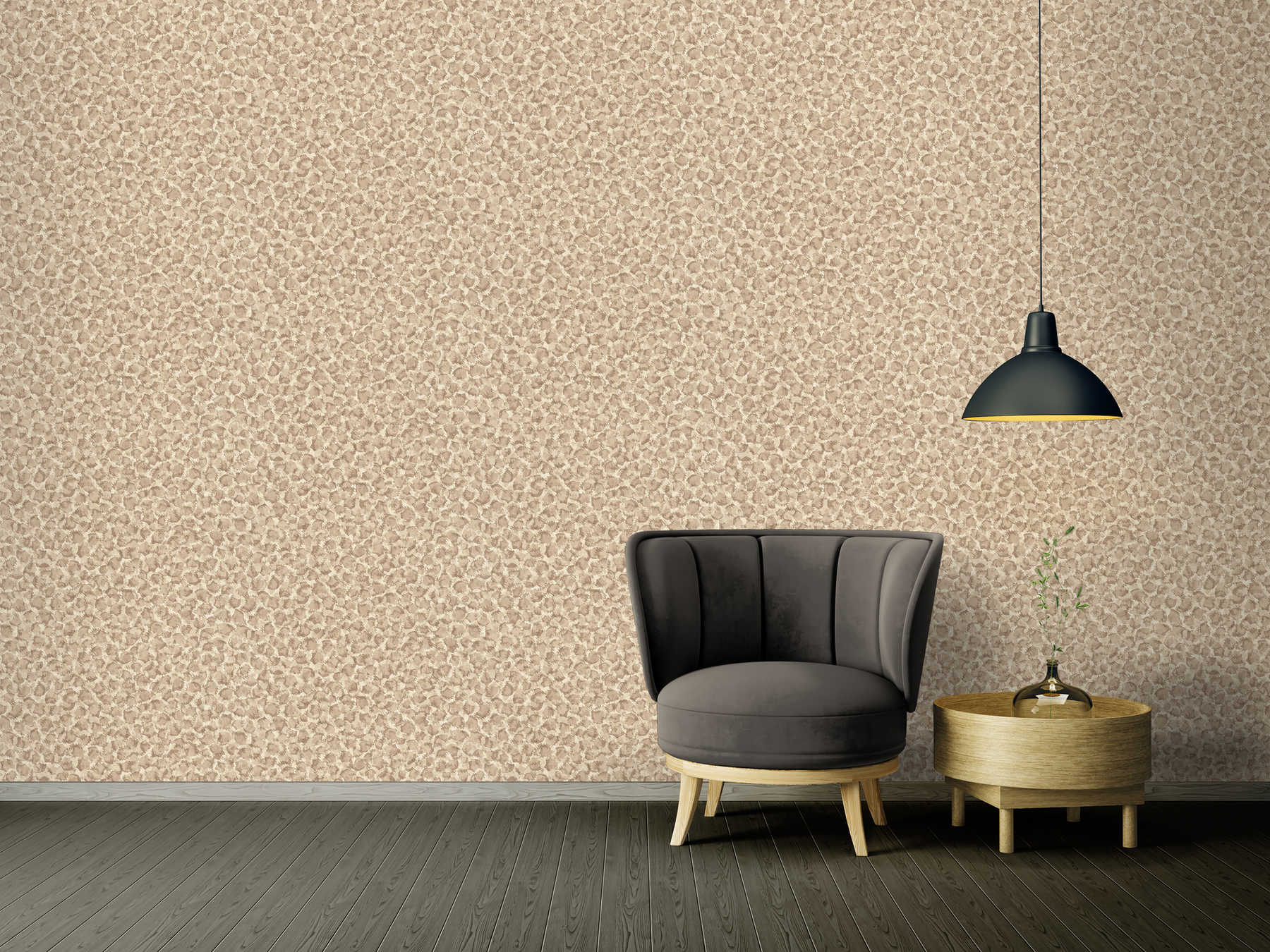             Non-woven wallpaper polka dots in earth tones in Ethnor style - beige, brown
        