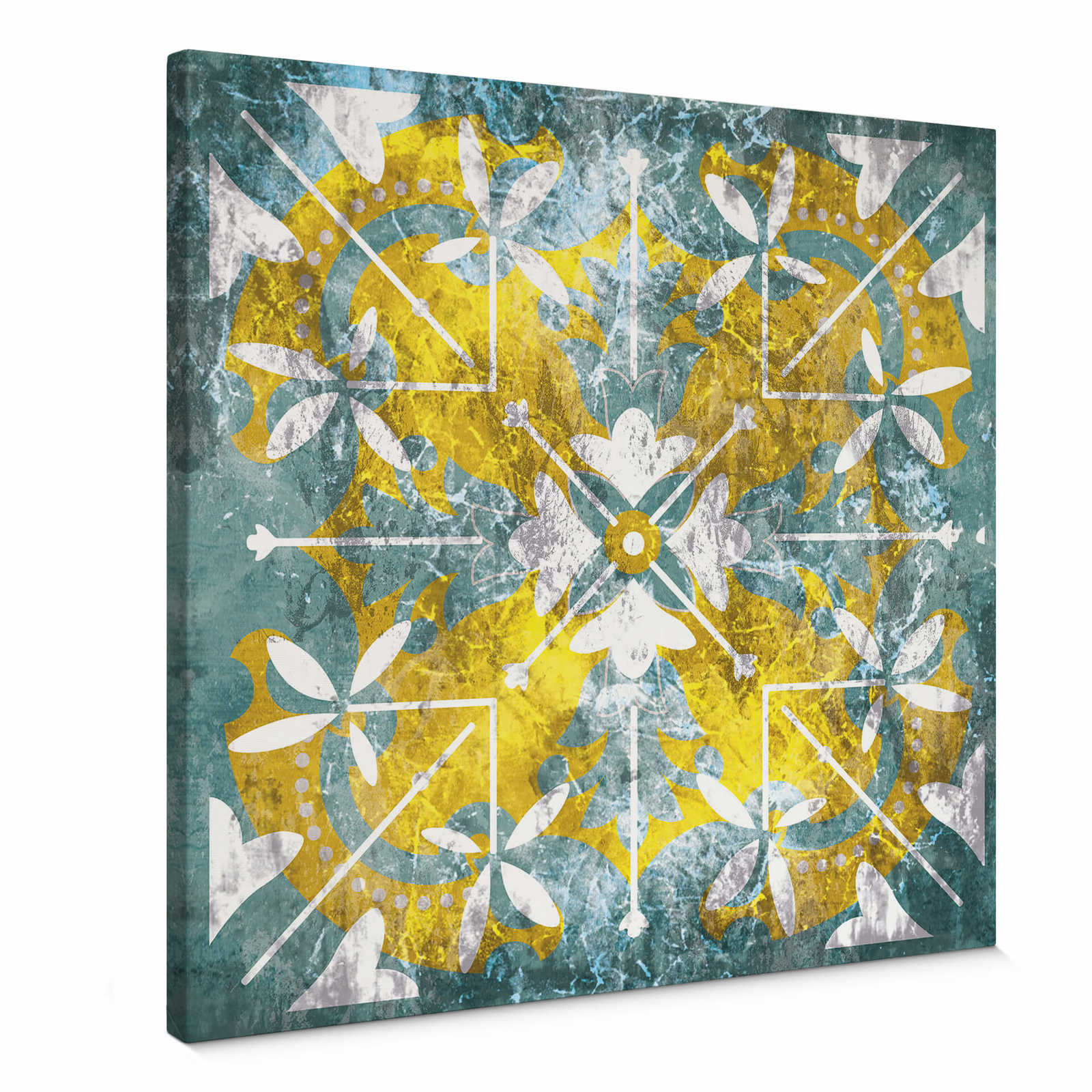         Square canvas print Mexican ambience – blue, yellow
    