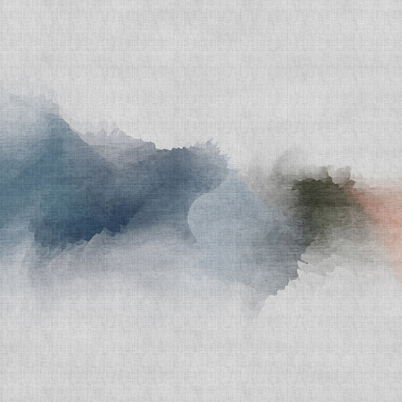 Daydream 1 - Papier peint minimaliste style aquarelle - À structure lin naturel - Gris, orange | Nacré intissé lisse
