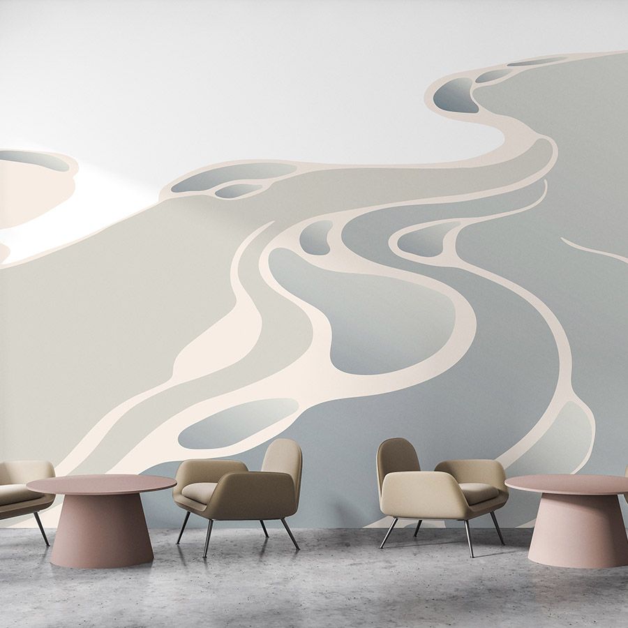 papier peint en papier panoramique »delta« - Paysage désertique abstrait - intissé lisse, légèrement nacré

