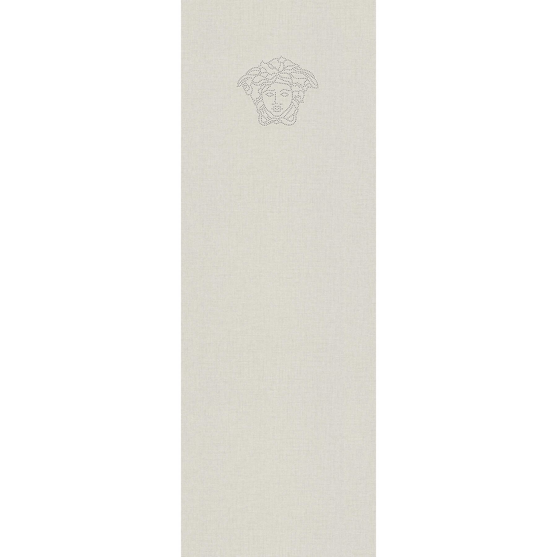 Effen vliesbehang zilver met parelmoer logo - metallic
