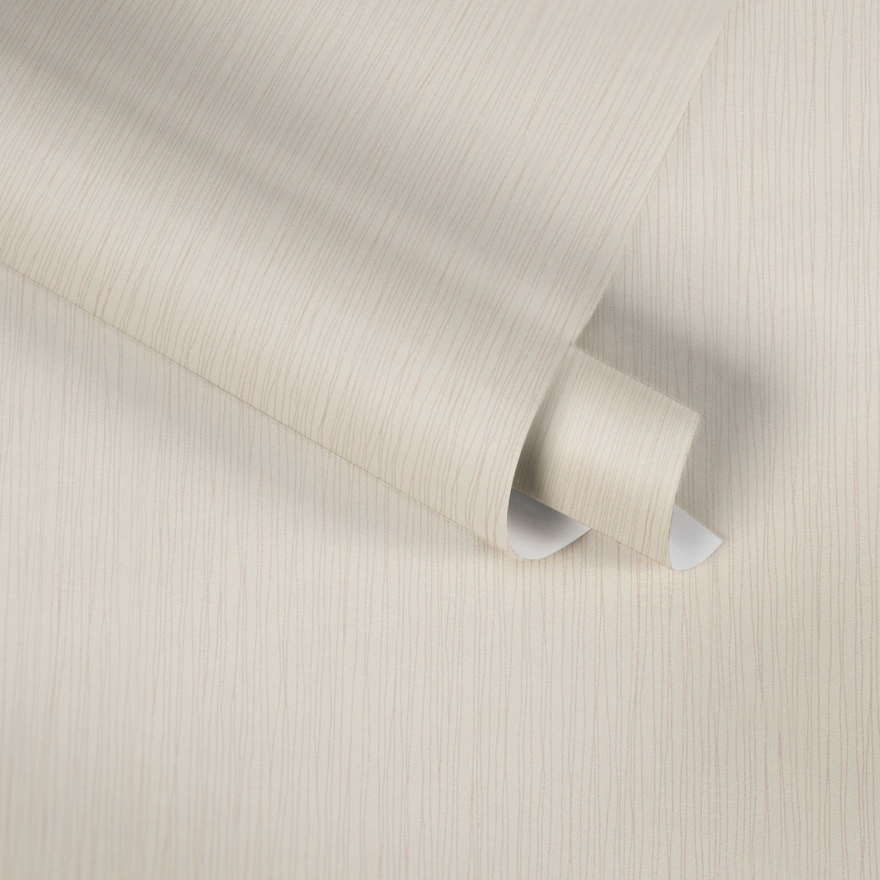             Carta da parati leggera in tessuto non tessuto con design a linee beige e struttura in rilievo
        