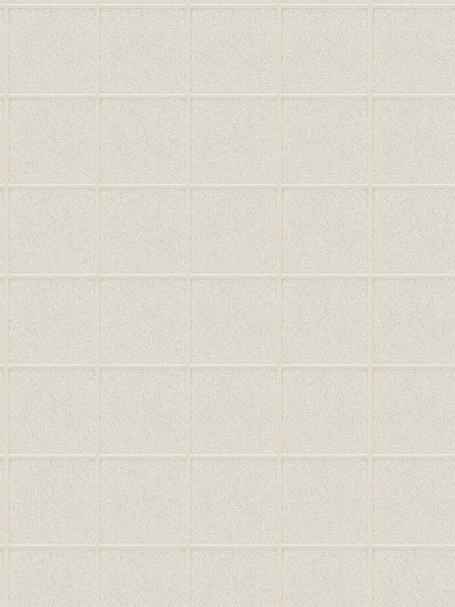 Wallpaper with tile pattern and 3D effect, mottled - silver, grey, white
