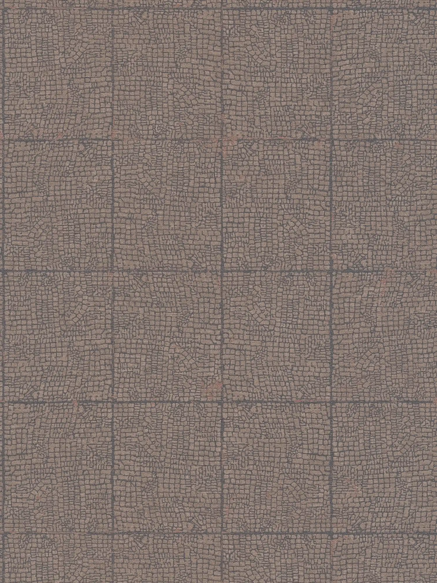 Papel pintado de óptica de azulejos aspecto usado y efecto craquelado - marrón
