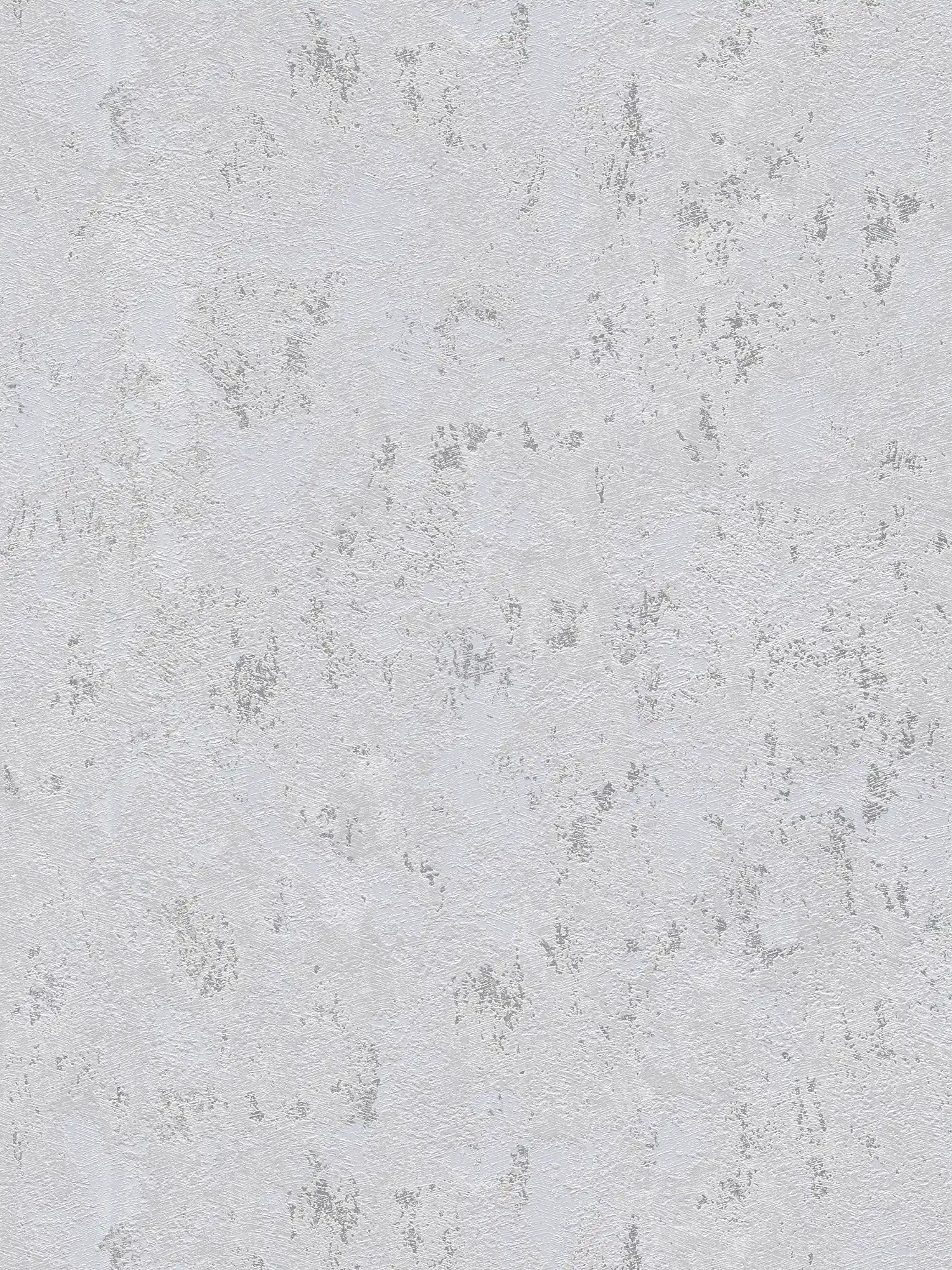 Wallpaper in a coarse plaster look with accents - grey, silver, metallic
